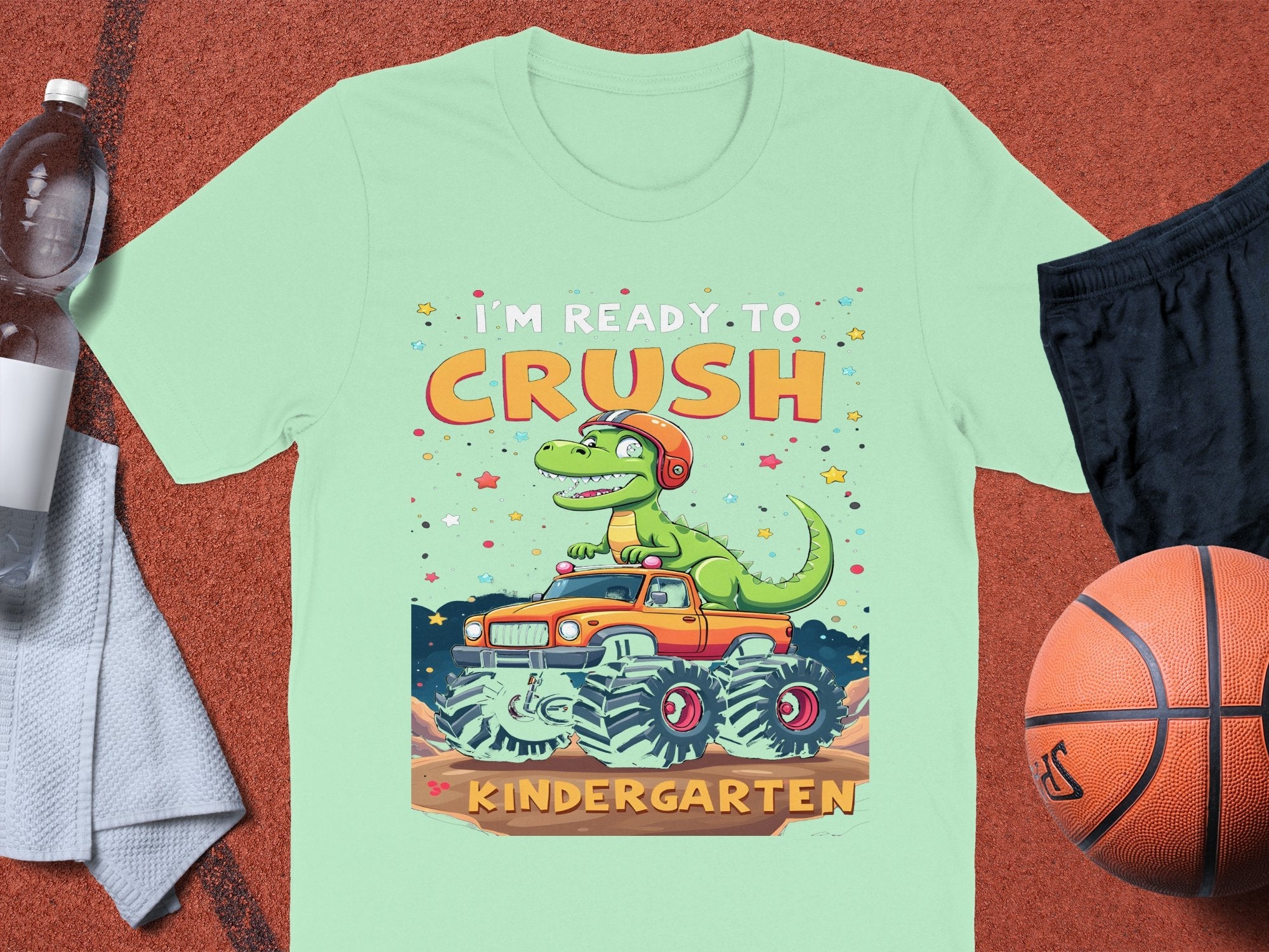 I'm Ready to Crush Kindergarten T - Shirt, Fun Dino and Monster Truck Shirt, Back to School Kids T - Shirt, Cute Dinosaur Design - Miramor