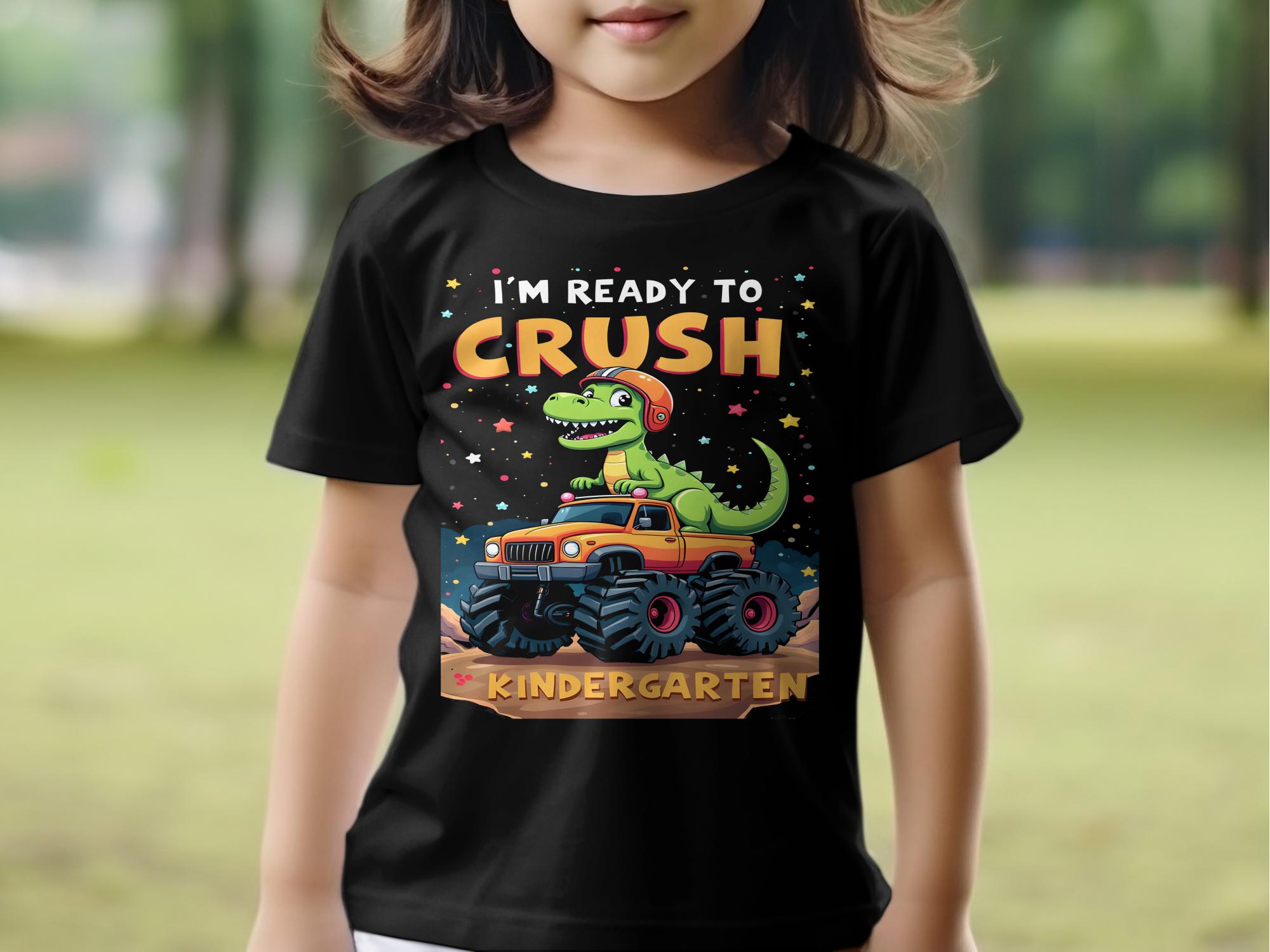 I'm Ready to Crush Kindergarten T - Shirt, Fun Dino and Monster Truck Shirt, Back to School Kids T - Shirt, Cute Dinosaur Design - Miramor