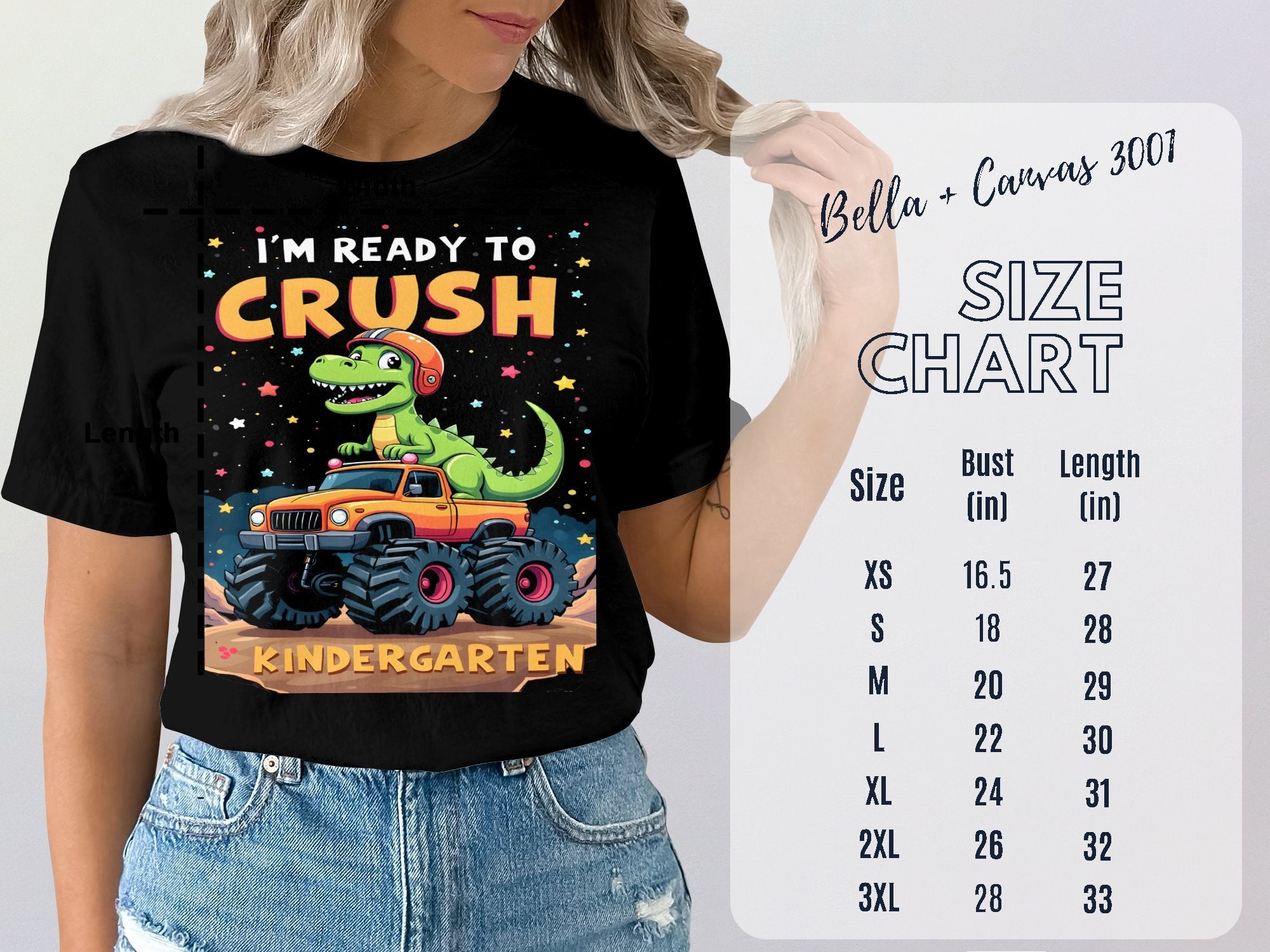 I'm Ready to Crush Kindergarten T - Shirt, Fun Dino and Monster Truck Shirt, Back to School Kids T - Shirt, Cute Dinosaur Design - Miramor