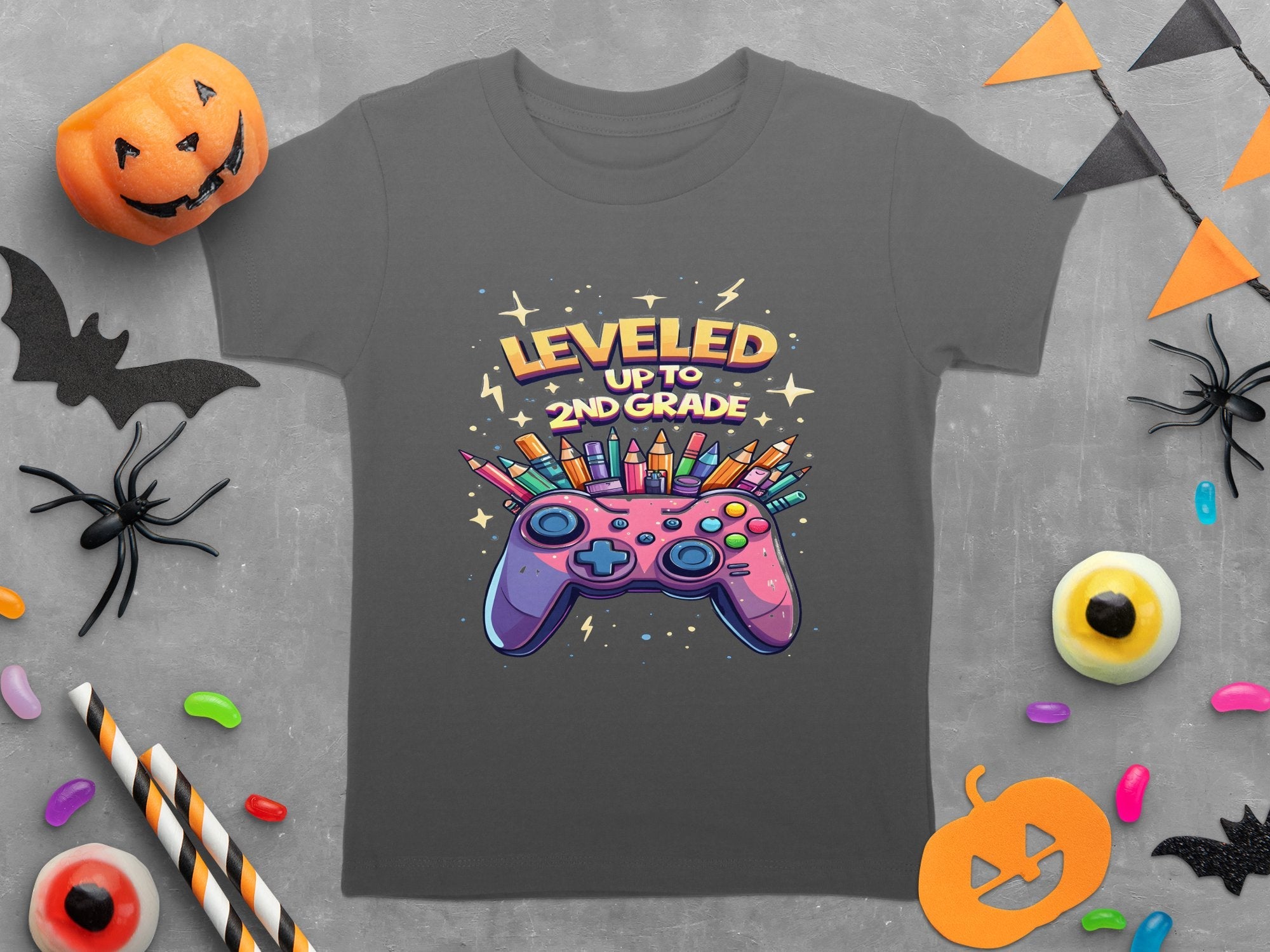 Leveled Up to 2nd Grade Shirt, Video Game Controller T - Shirt, Back to School Gamer Tee, Gaming School Shirt for Kids, Educational Gift - Miramor