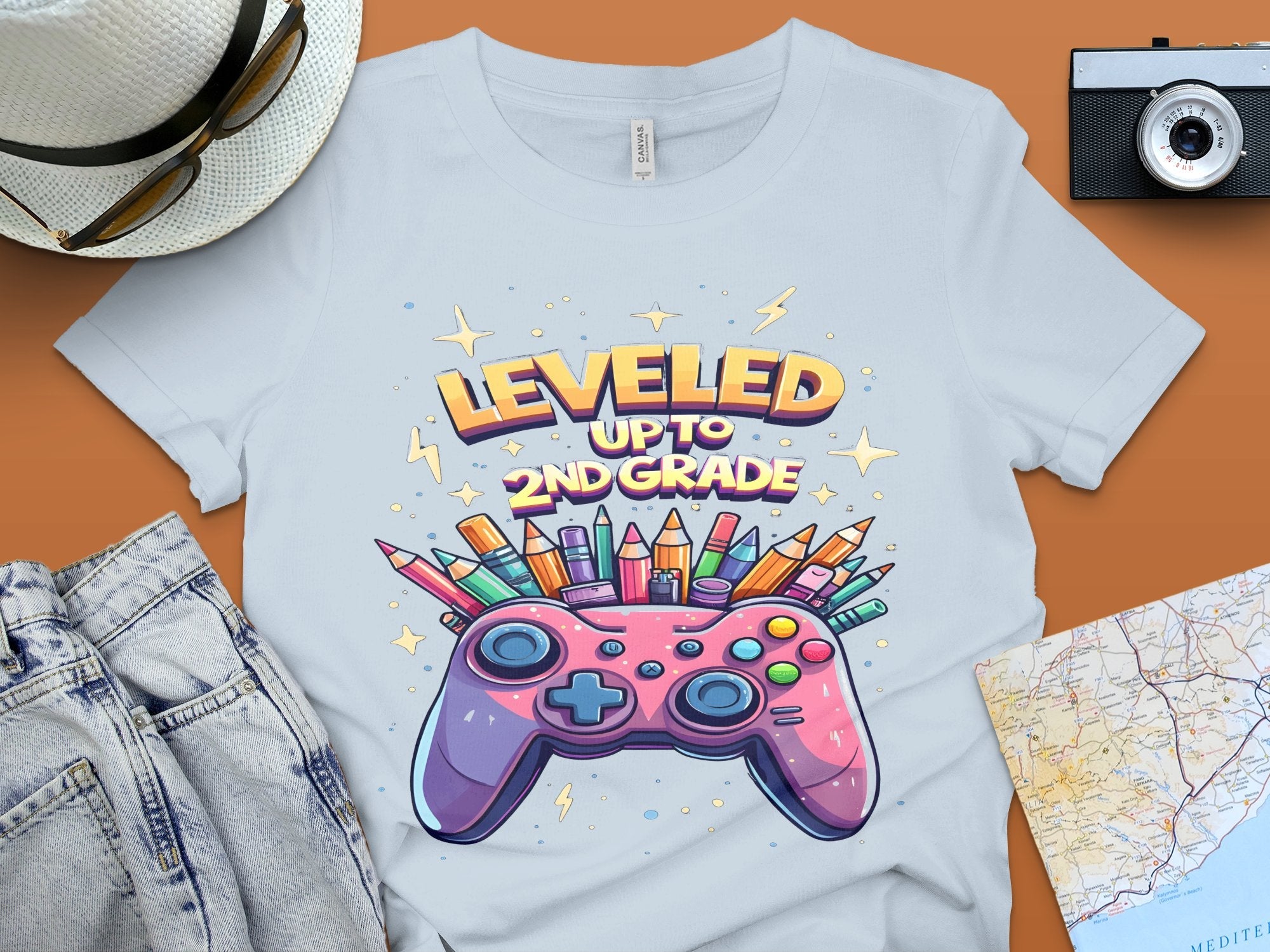 Leveled Up to 2nd Grade Shirt, Video Game Controller T - Shirt, Back to School Gamer Tee, Gaming School Shirt for Kids, Educational Gift - Miramor