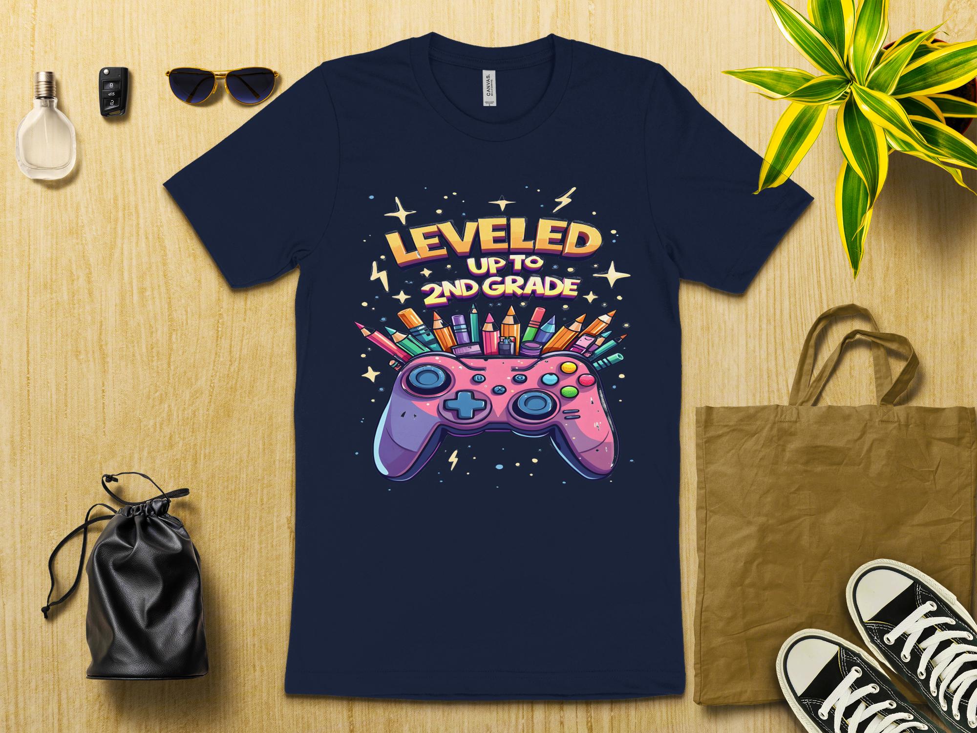 Leveled Up to 2nd Grade Shirt, Video Game Controller T - Shirt, Back to School Gamer Tee, Gaming School Shirt for Kids, Educational Gift - Miramor