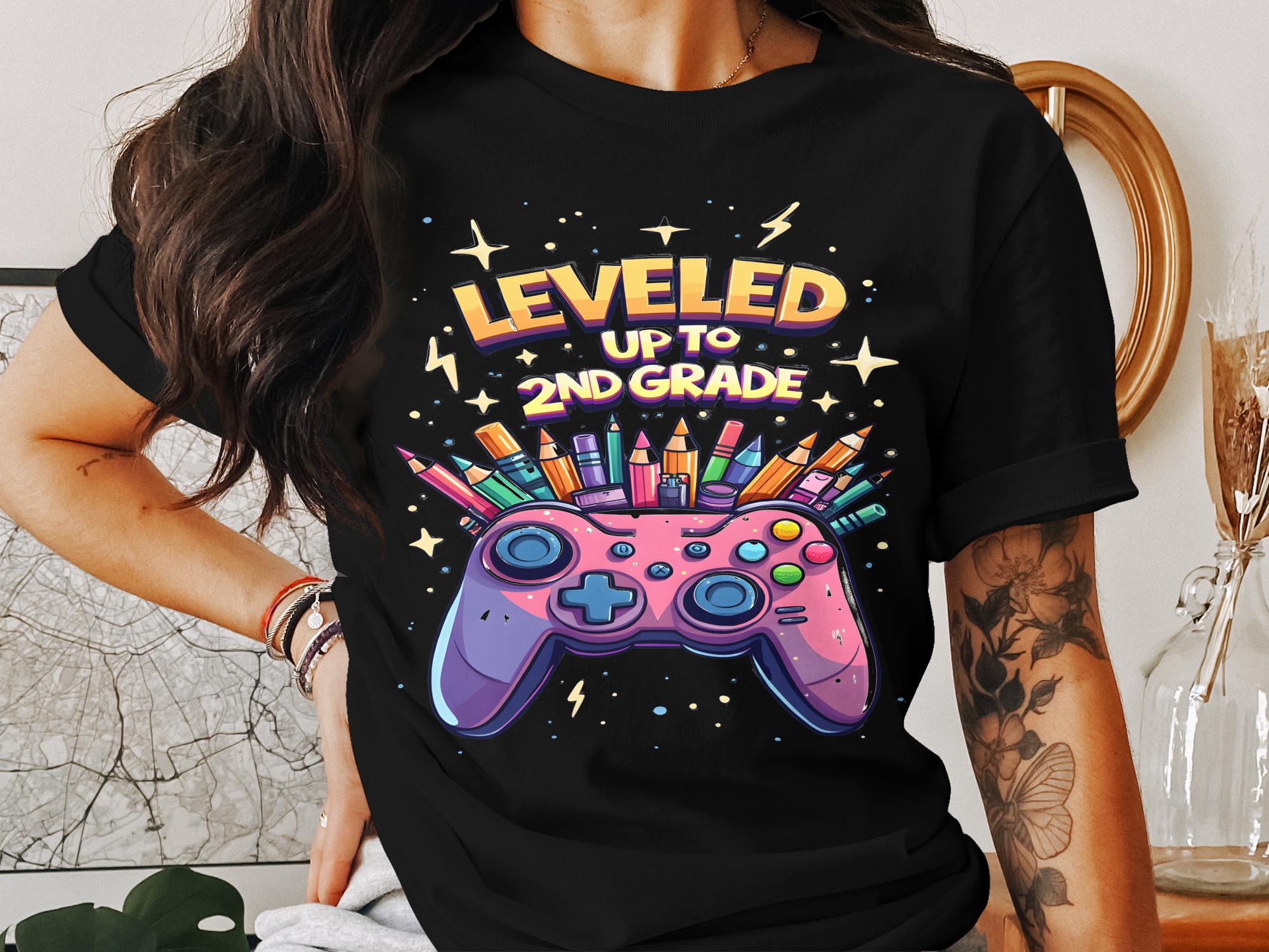 Leveled Up to 2nd Grade Shirt, Video Game Controller T - Shirt, Back to School Gamer Tee, Gaming School Shirt for Kids, Educational Gift - Miramor