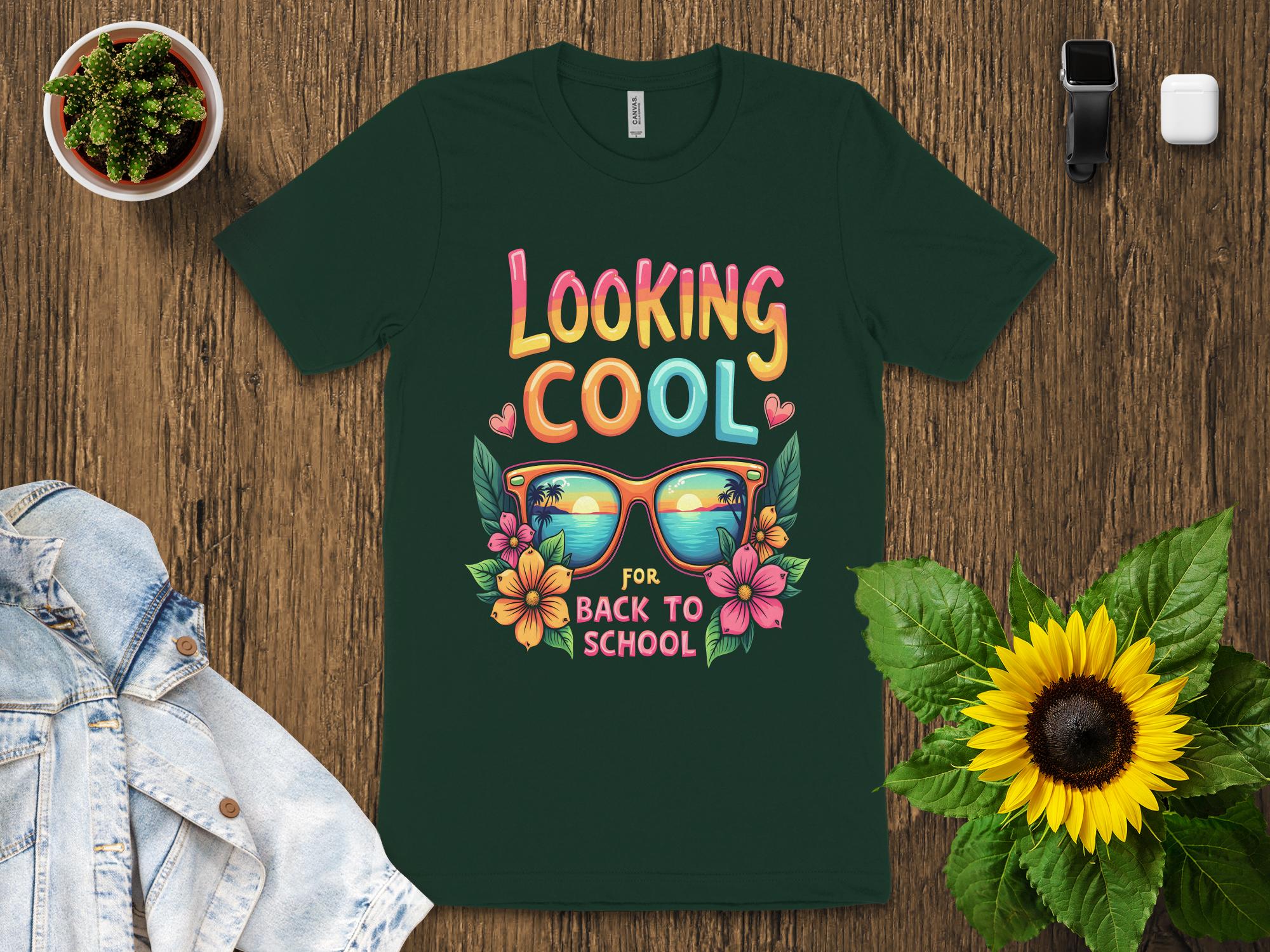 Looking Cool For Back To School T - Shirt, Cool Sunglasses Design Tee, Summer Beach Vibes, Fun Back To School T - Shirt, Trendy T - Shirt - Miramor