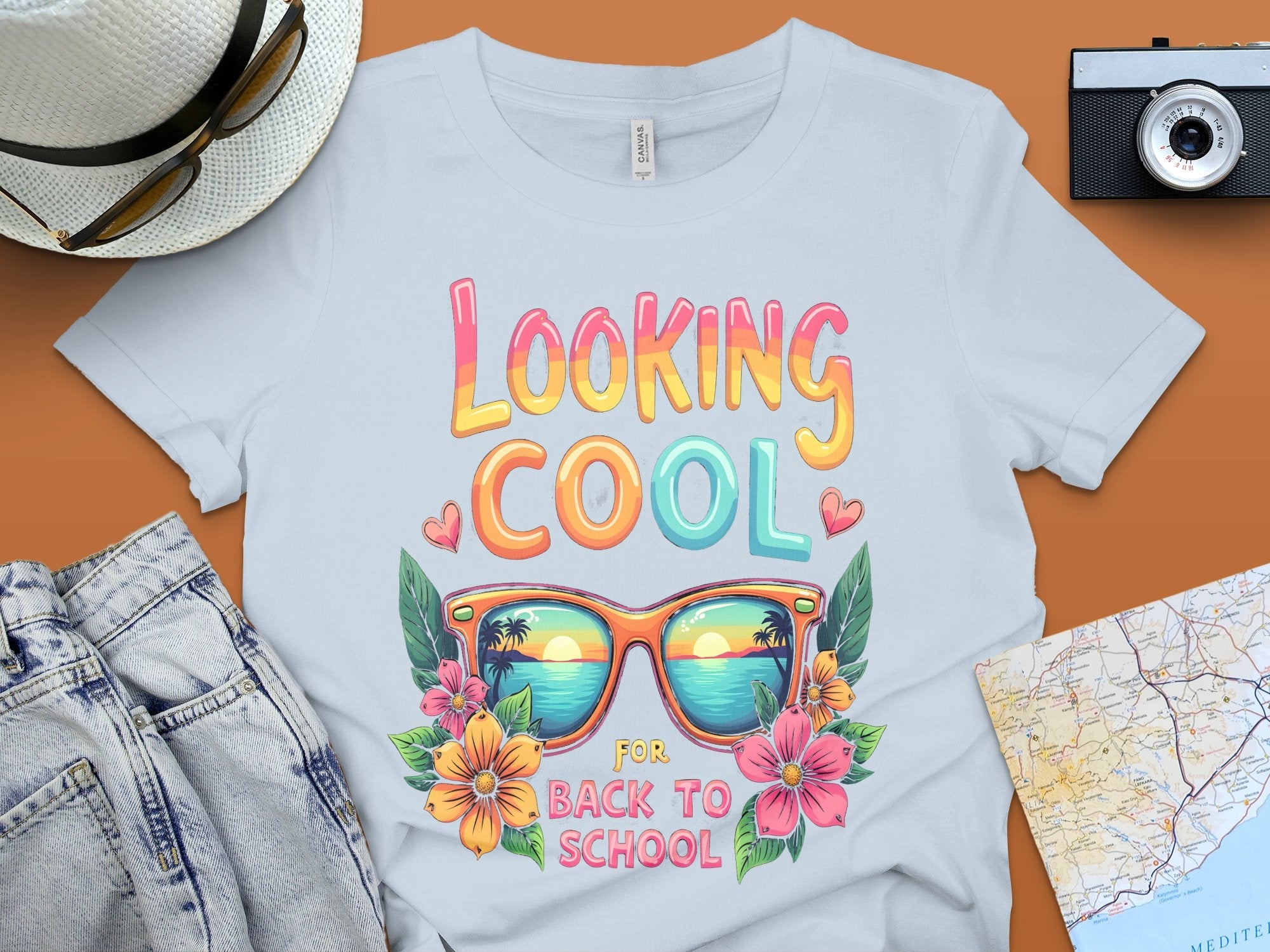 Looking Cool For Back To School T - Shirt, Cool Sunglasses Design Tee, Summer Beach Vibes, Fun Back To School T - Shirt, Trendy T - Shirt - Miramor