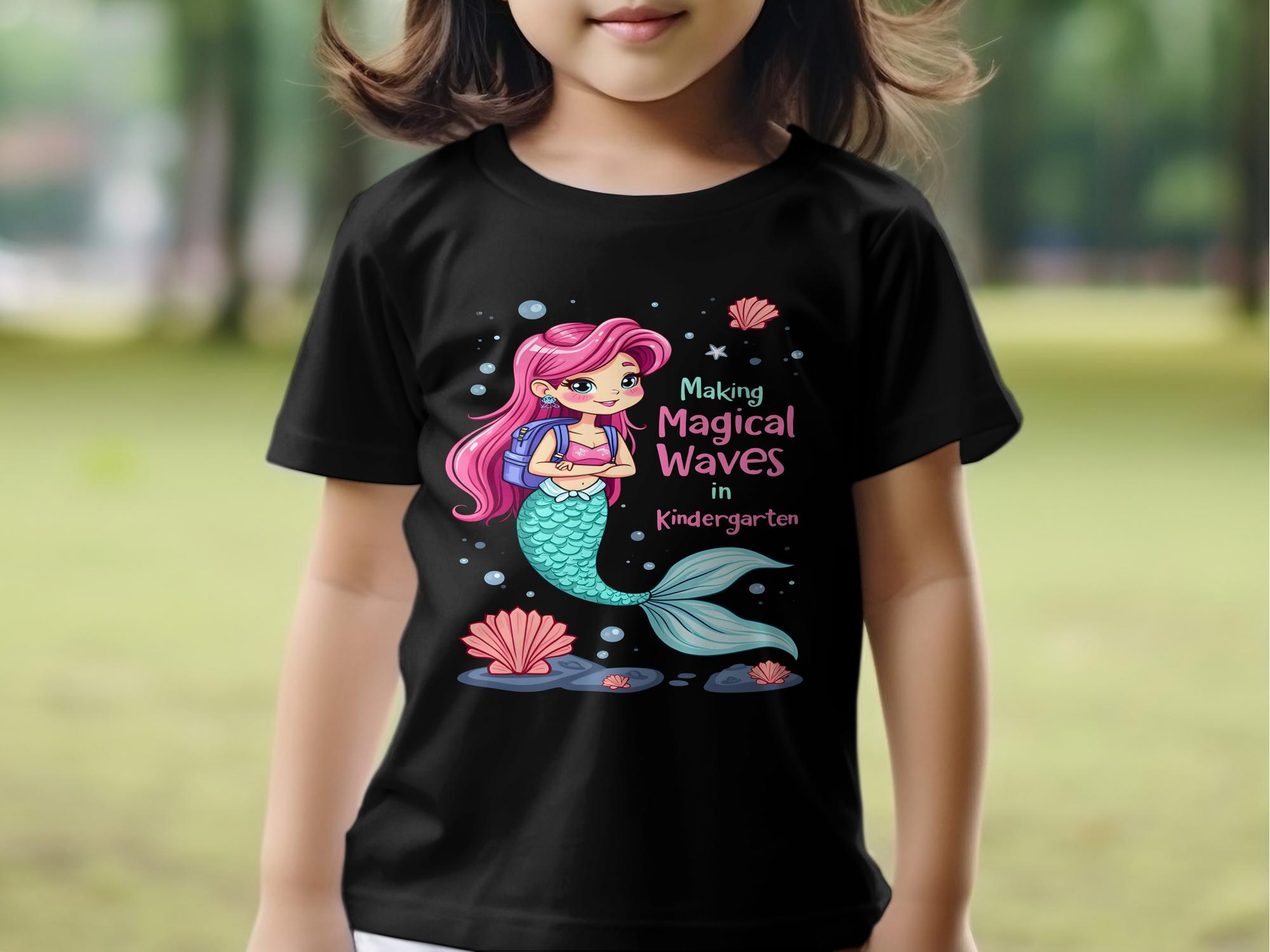 Mermaid Kindergarten Shirt, Making Magical Waves T - Shirt, Cute Back to School Top, Kids First Day of Kindergarten Tee - Miramor