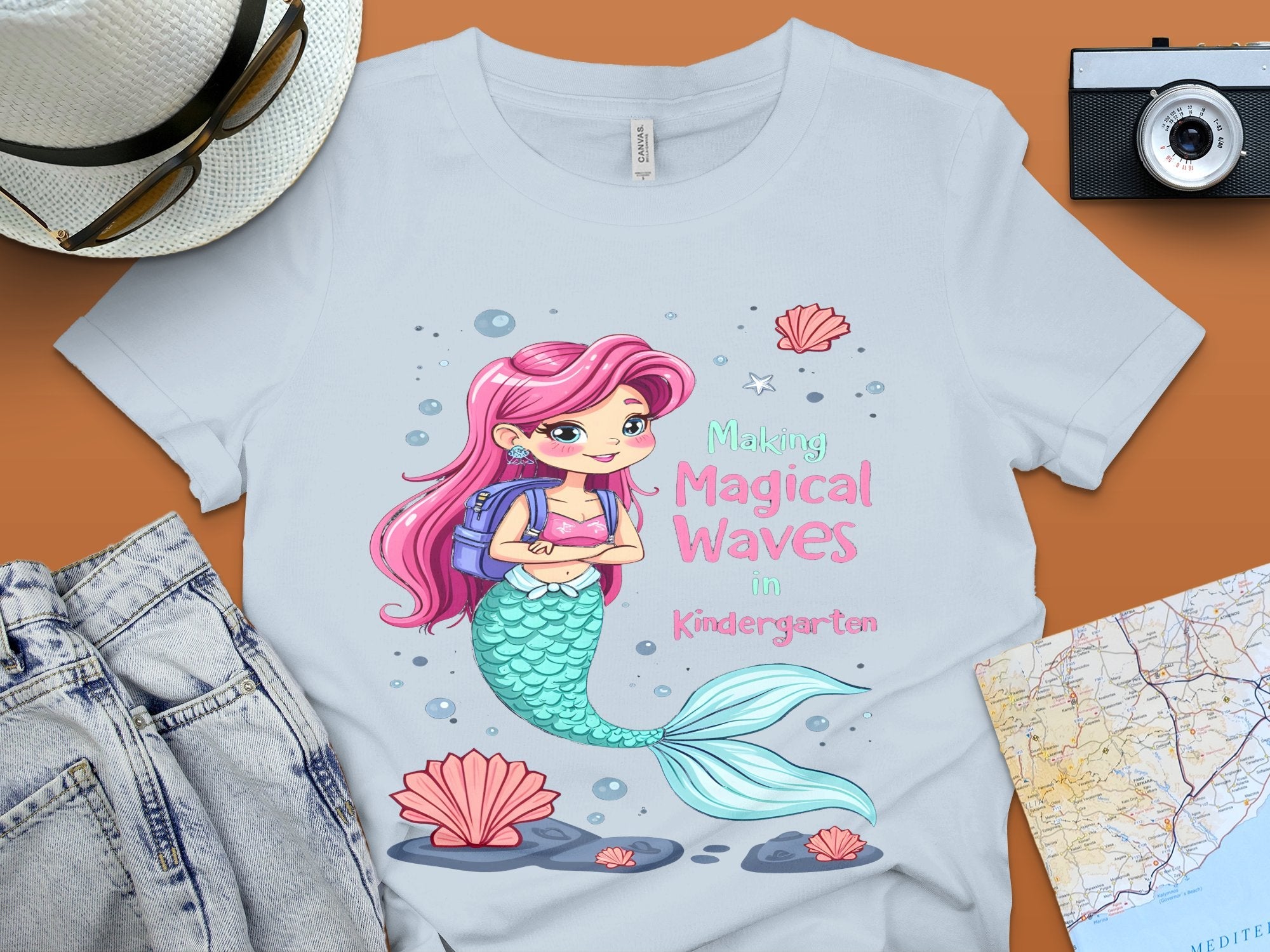 Mermaid Kindergarten Shirt, Making Magical Waves T - Shirt, Cute Back to School Top, Kids First Day of Kindergarten Tee - Miramor