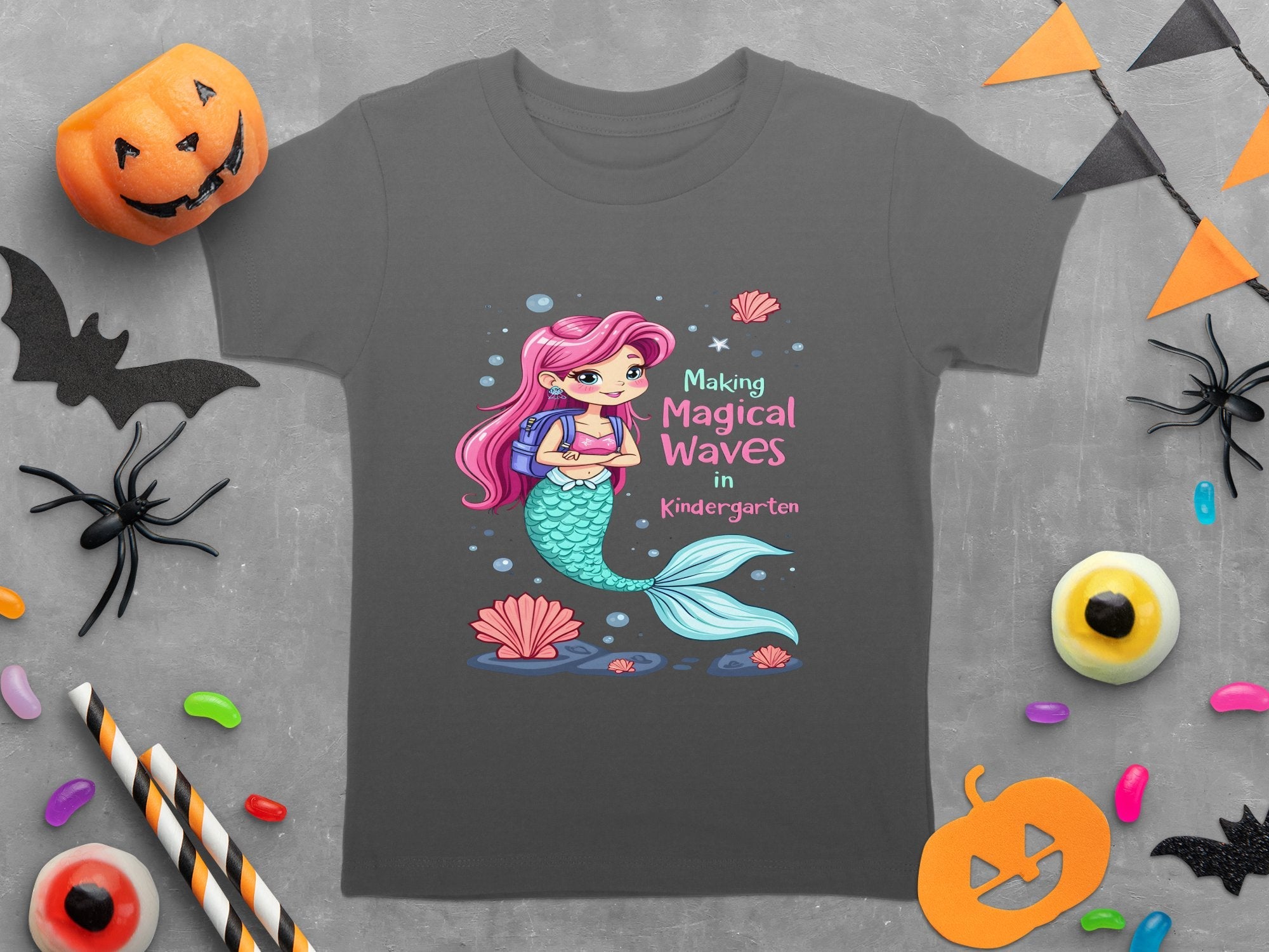 Mermaid Kindergarten Shirt, Making Magical Waves T - Shirt, Cute Back to School Top, Kids First Day of Kindergarten Tee - Miramor