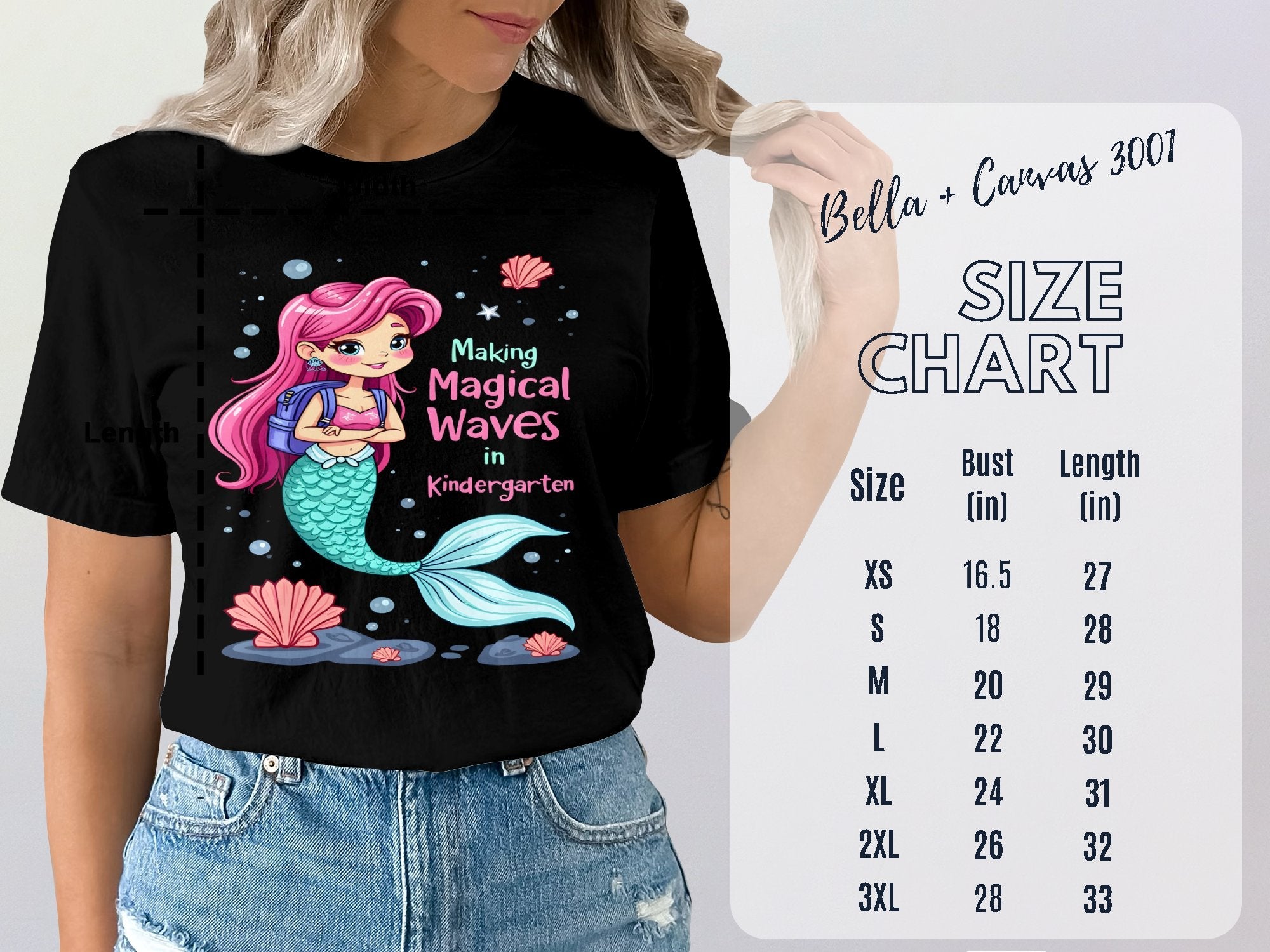 Mermaid Kindergarten Shirt, Making Magical Waves T - Shirt, Cute Back to School Top, Kids First Day of Kindergarten Tee - Miramor