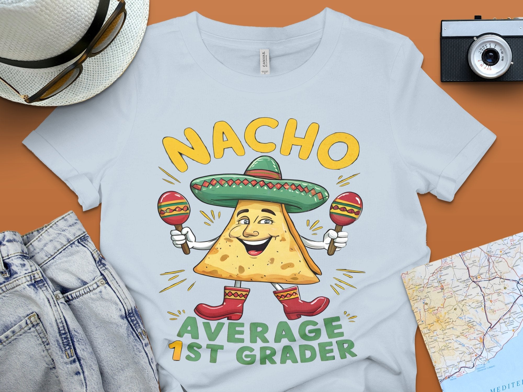 Nacho Average 1st Grader T - Shirt, Funny First Grade Shirt, Cute Nacho Themed Tee, 1st Grader Gift, School Shirt For Kids - Miramor