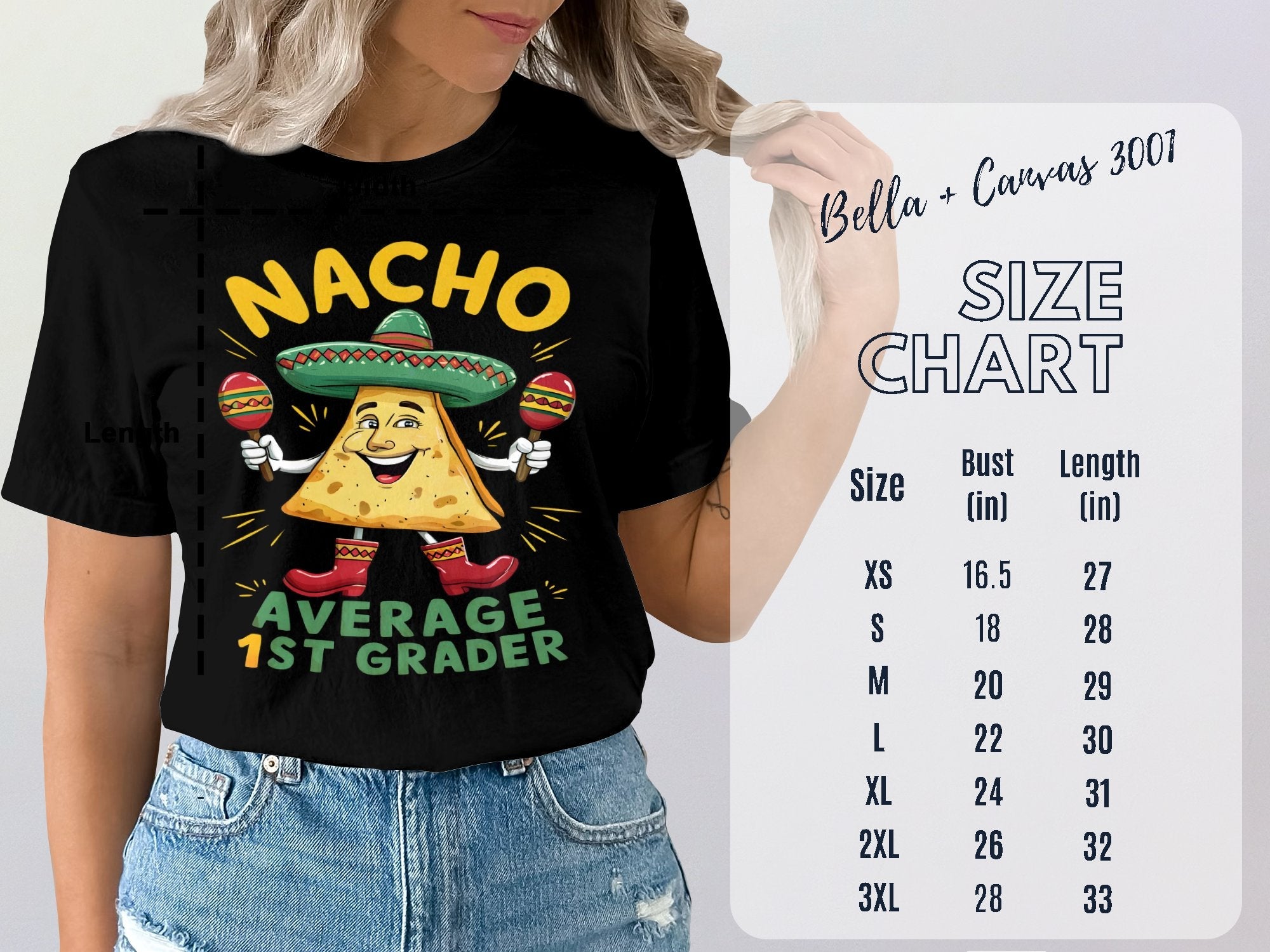 Nacho Average 1st Grader T - Shirt, Funny First Grade Shirt, Cute Nacho Themed Tee, 1st Grader Gift, School Shirt For Kids - Miramor