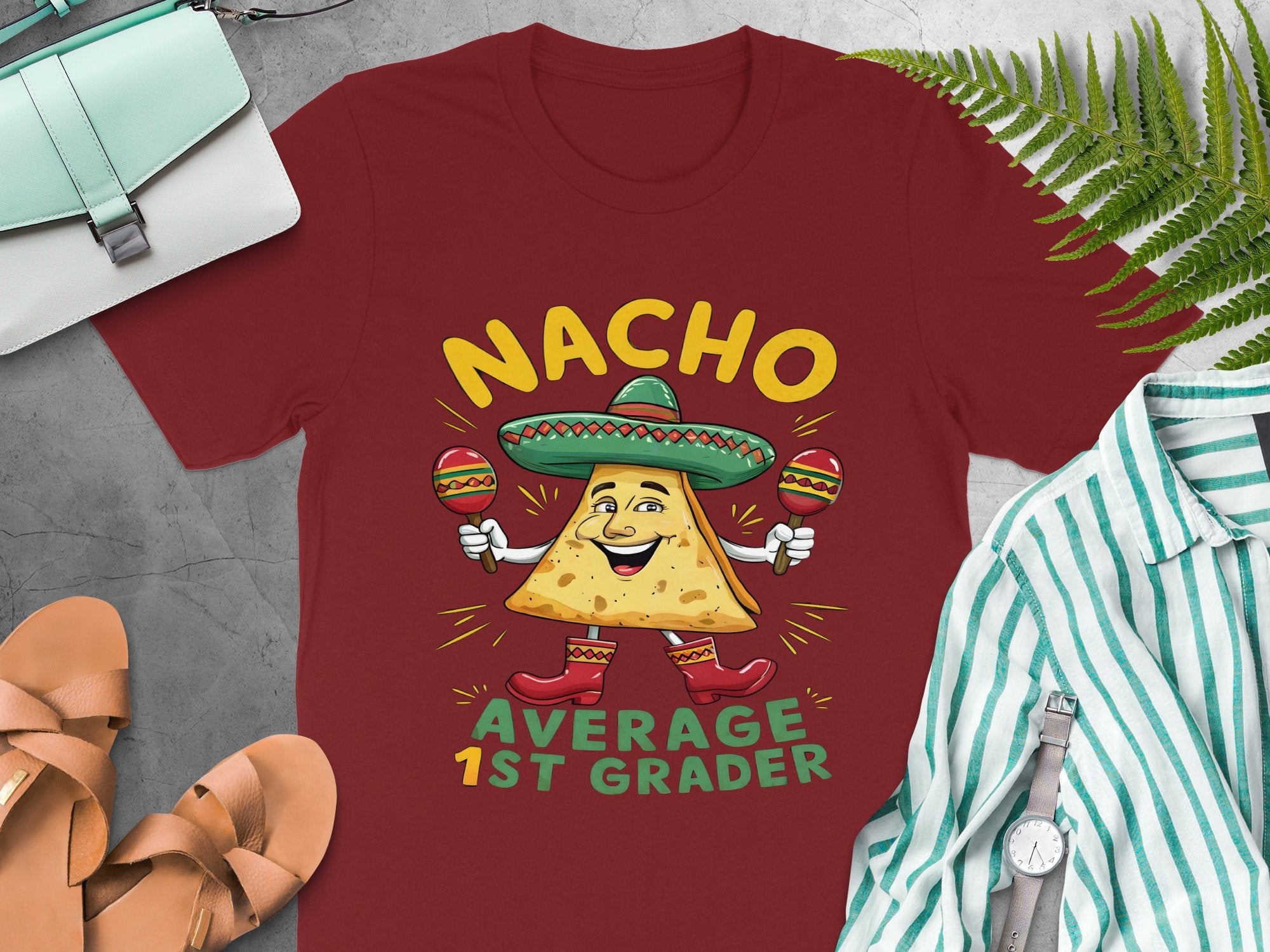 Nacho Average 1st Grader T - Shirt, Funny First Grade Shirt, Cute Nacho Themed Tee, 1st Grader Gift, School Shirt For Kids - Miramor