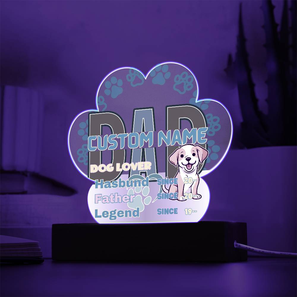 Printed Paw Print Acrylic Plaque, Dad Dog Lover, First Fathers Day, Dads Day Gift, First Grandpa Gifts - Miramor