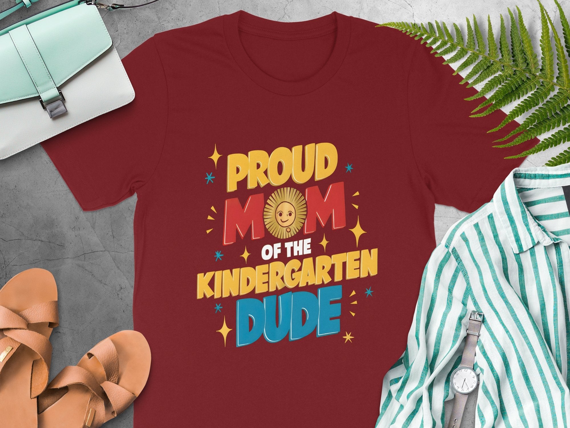 Proud Mom Of The Kindergarten Dude T - Shirt, Cute Kindergarten Mom Shirt, Fun School Mom Tee, Back To School Gift, Mothers Day Shirt - Miramor