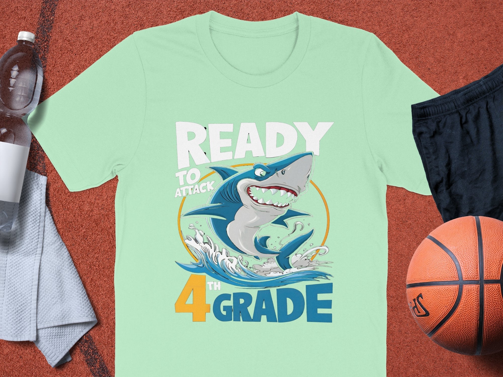 Ready to Attack 4th Grade Shark T - Shirt, Back to School Shark T - Shirt, Kids Graphic Tee, 4th Grade Gift Shirt, Fun and Cool Shark Tee - Miramor