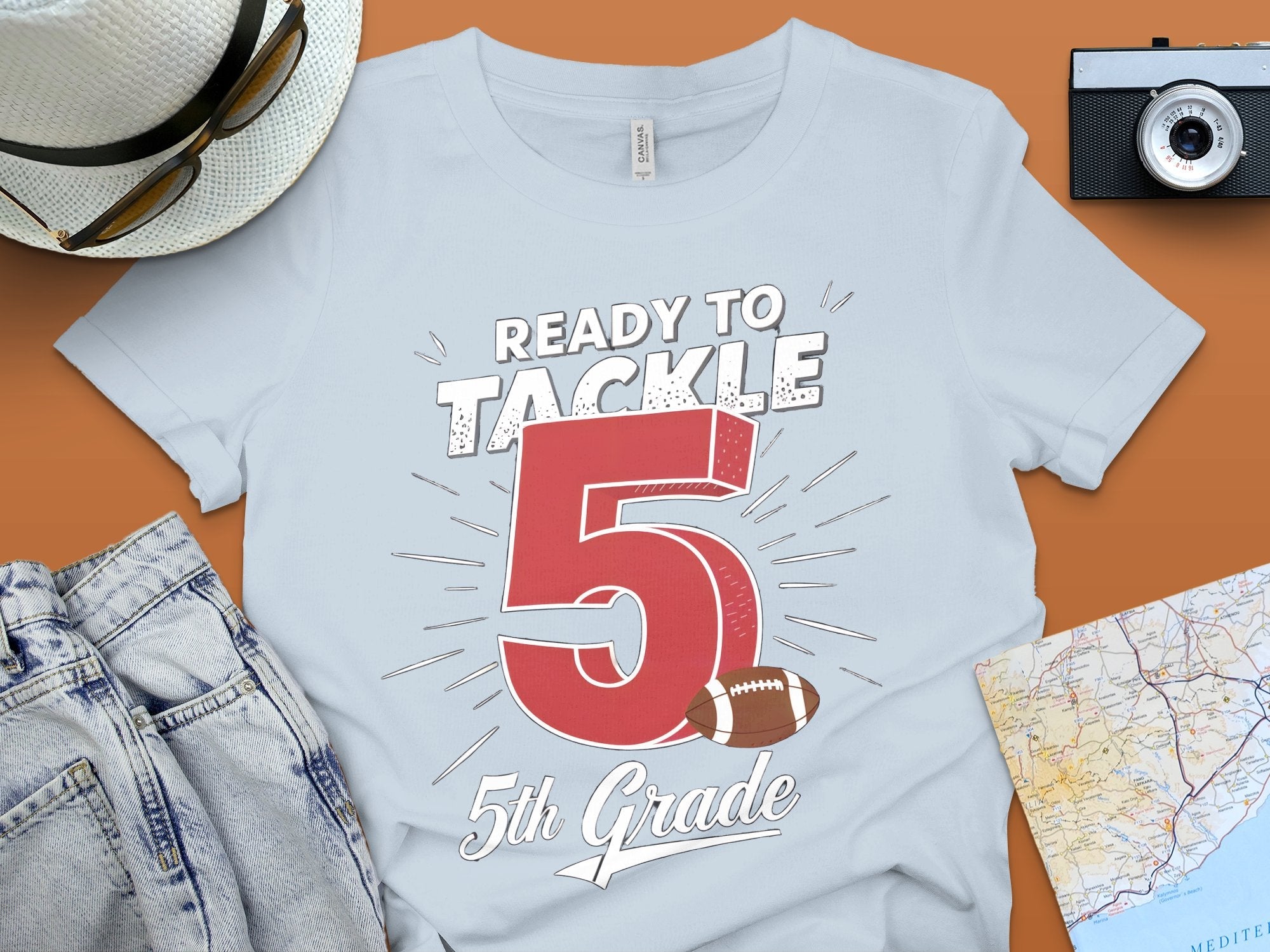 Ready to Tackle 5th Grade T - Shirt, 5th Grade Back to School Shirt, Kids School Shirt, Fun 5th Grade Shirt, Football 5th Grade T - Shirt - Miramor