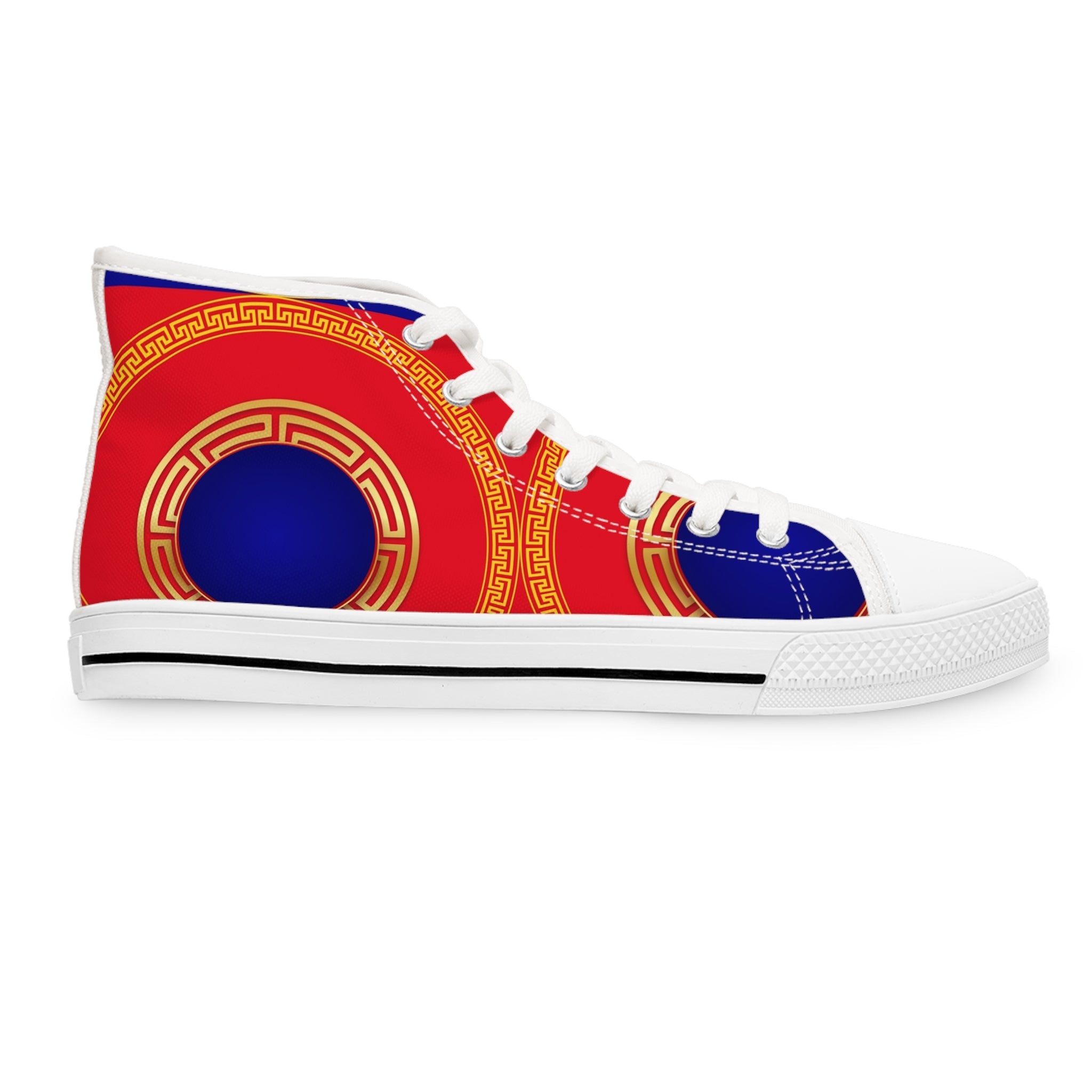 Red And Navy Women's High - Top Sneakers - Miramor