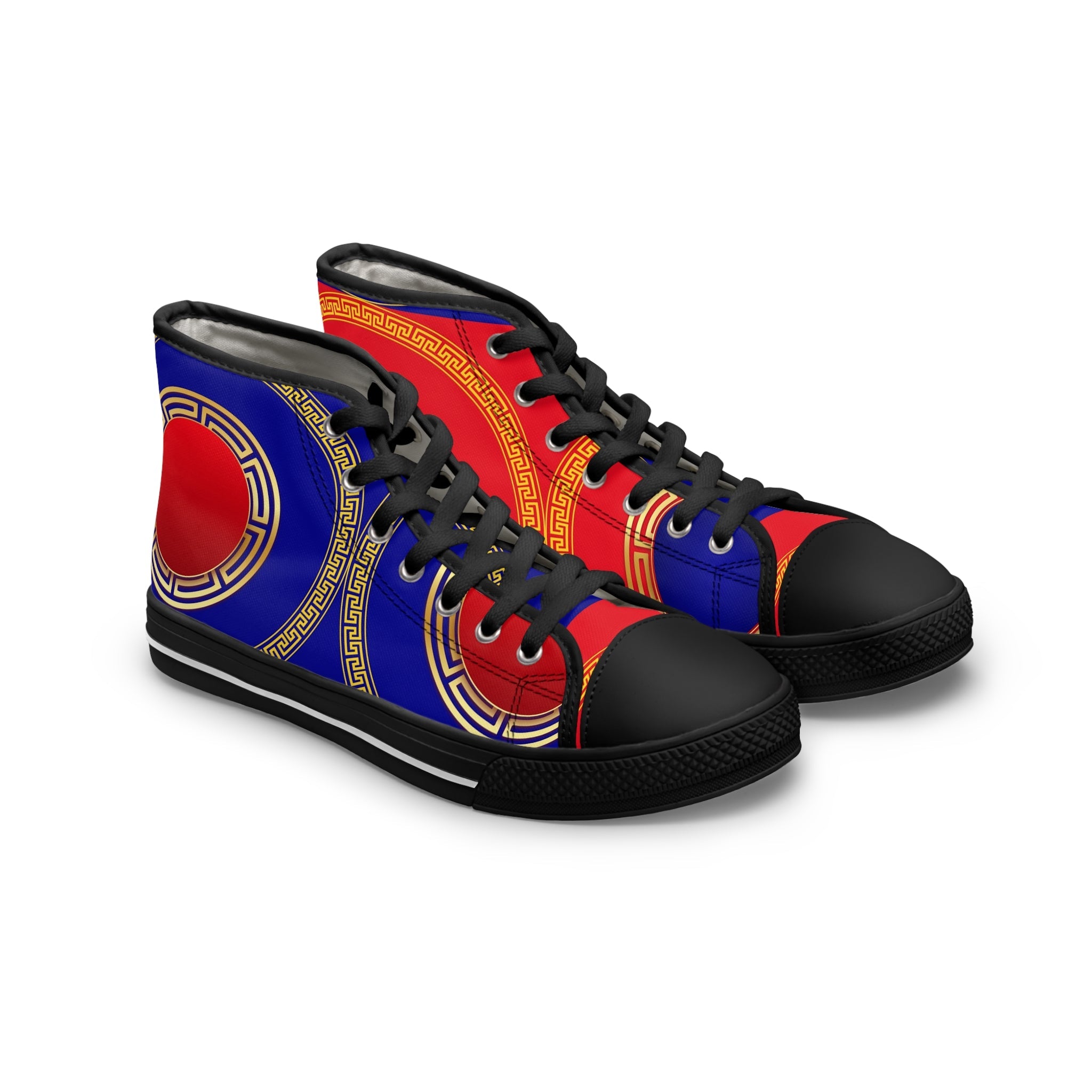 Red And Navy Women's High - Top Sneakers - Miramor