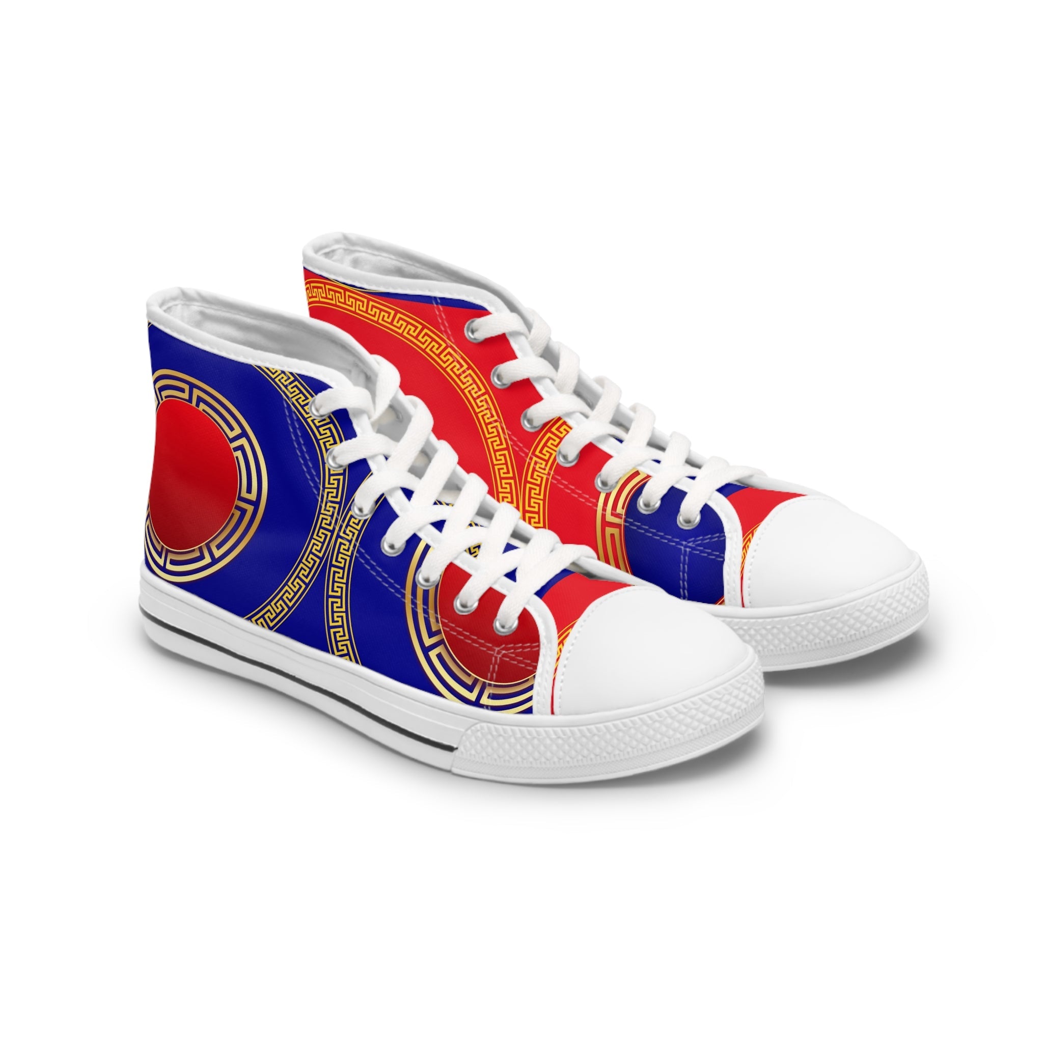 Red And Navy Women's High - Top Sneakers - Miramor