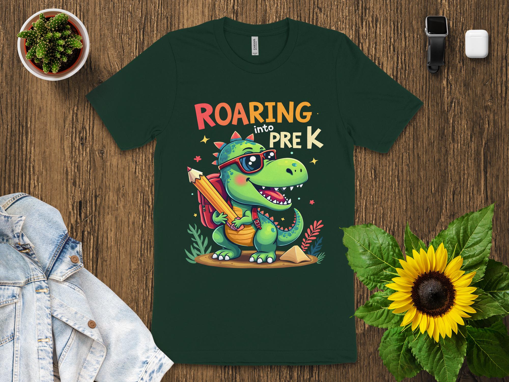 Roaring Into Pre - K T - Shirt, Cute Dinosaur Back to School Tee, Fun Kids Graphic Shirt, Pre - Kindergarten Outfit, Adorable School Apparel - Miramor