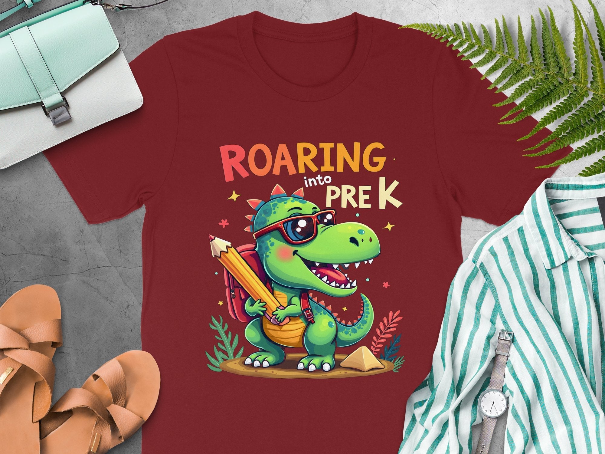 Roaring Into Pre - K T - Shirt, Cute Dinosaur Back to School Tee, Fun Kids Graphic Shirt, Pre - Kindergarten Outfit, Adorable School Apparel - Miramor