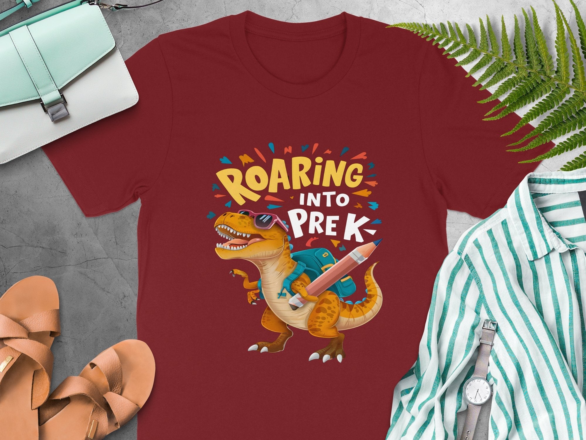 Roaring Into PreK Dinosaur T Shirt, Kindergarten T Rex Shirt, Dinosaur School Shirt, Back to School Kids T Shirt, Youth PreK Shirt - Miramor