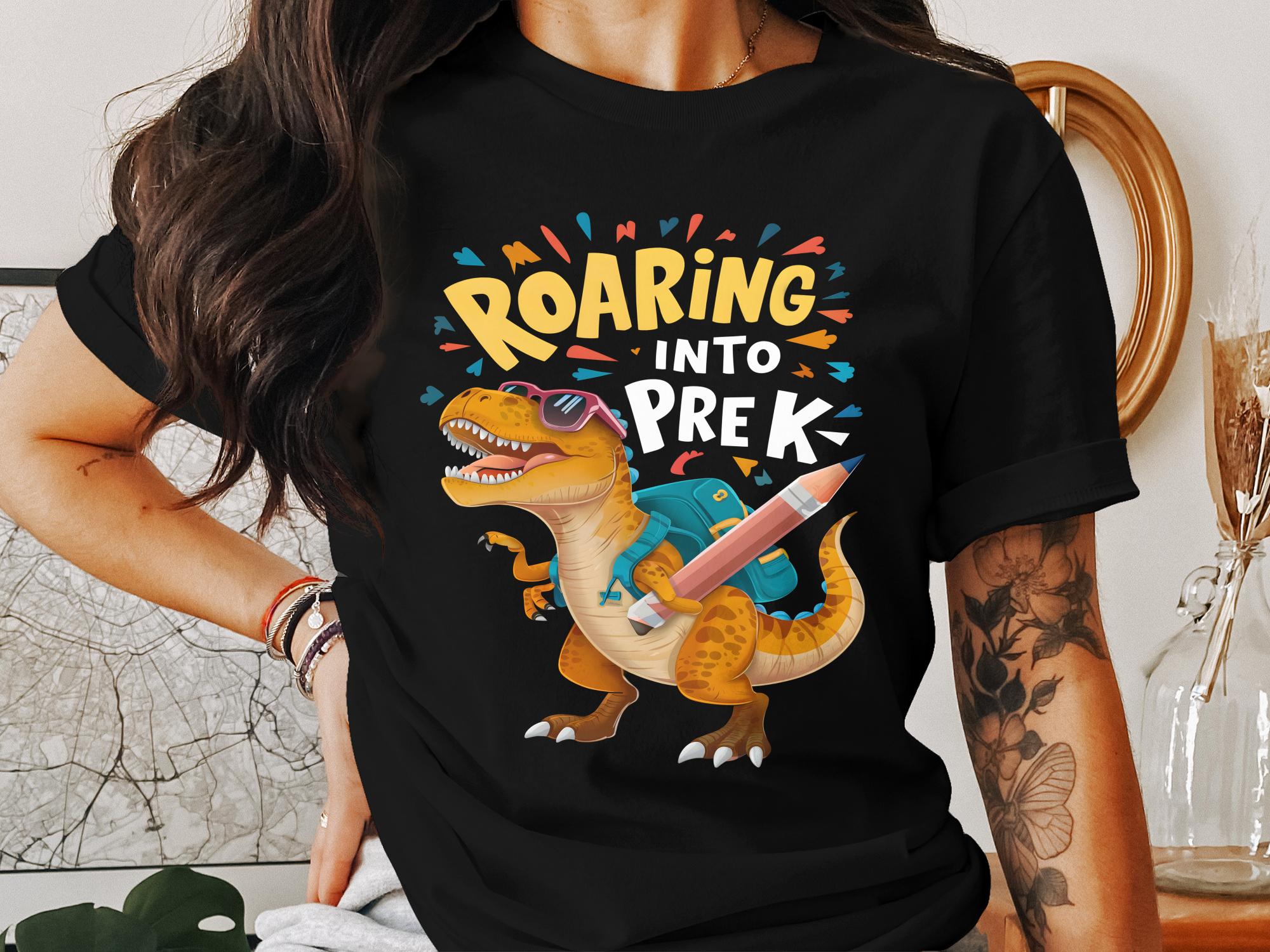 Roaring Into PreK Dinosaur T Shirt, Kindergarten T Rex Shirt, Dinosaur School Shirt, Back to School Kids T Shirt, Youth PreK Shirt - Miramor