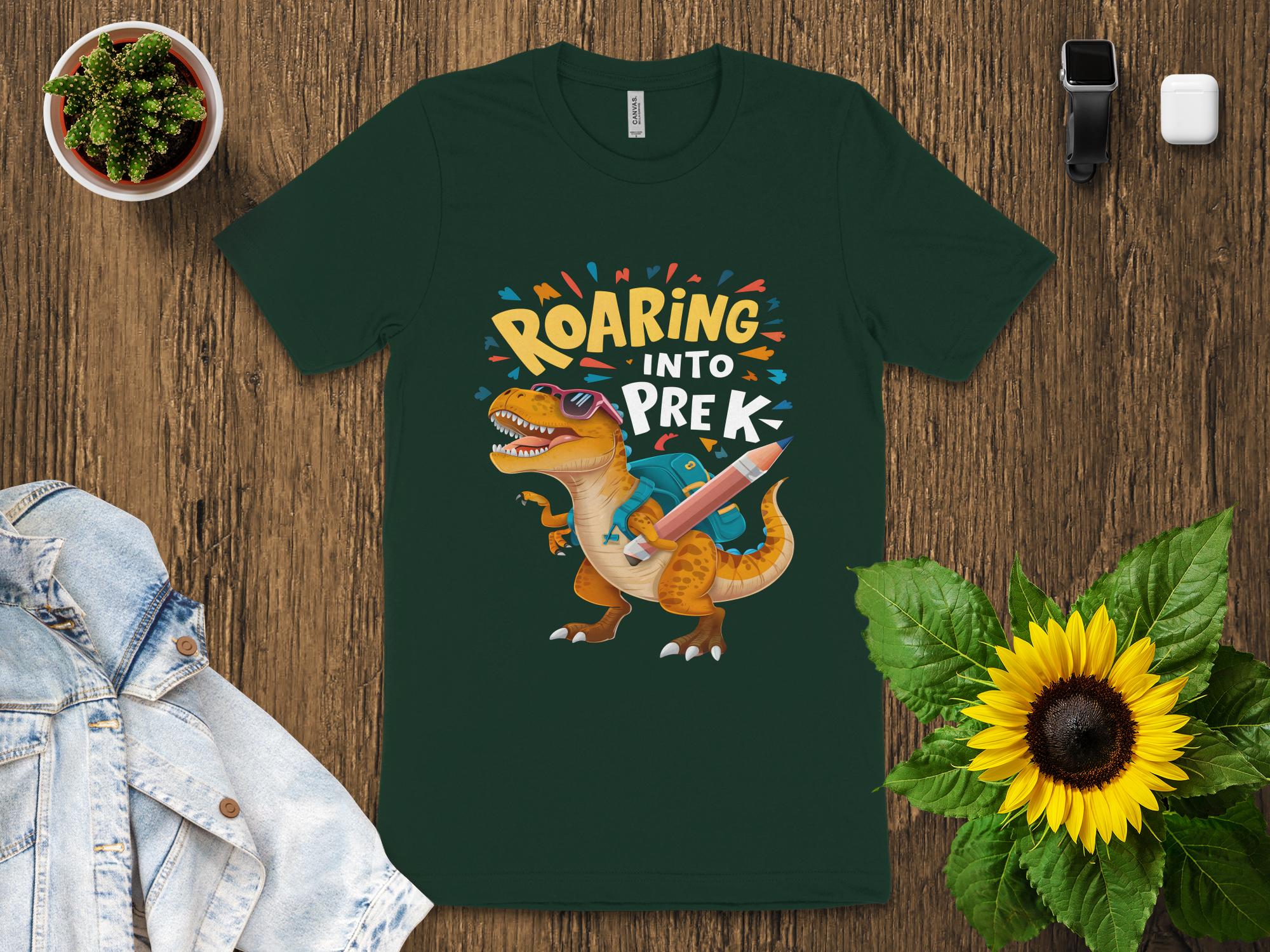 Roaring Into PreK Dinosaur T Shirt, Kindergarten T Rex Shirt, Dinosaur School Shirt, Back to School Kids T Shirt, Youth PreK Shirt - Miramor