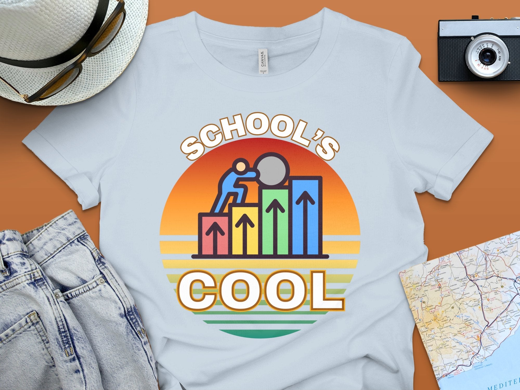 School's Cool Retro Style Graphic Tee, Unique School Theme Shirt, Fun Back to School T - Shirt, Trendy Casual Wear Tee for Students - Miramor