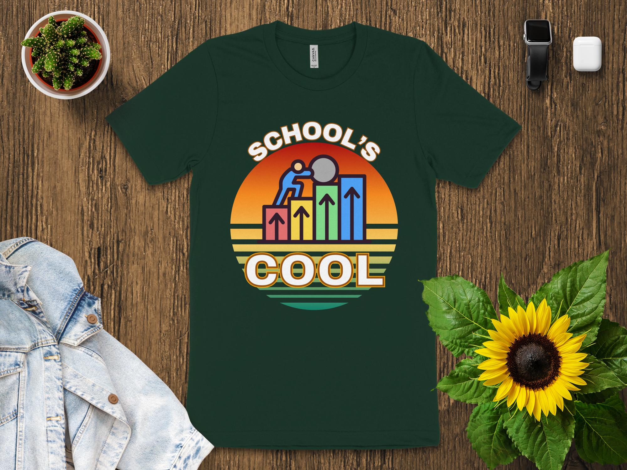 School's Cool Retro Style Graphic Tee, Unique School Theme Shirt, Fun Back to School T - Shirt, Trendy Casual Wear Tee for Students - Miramor