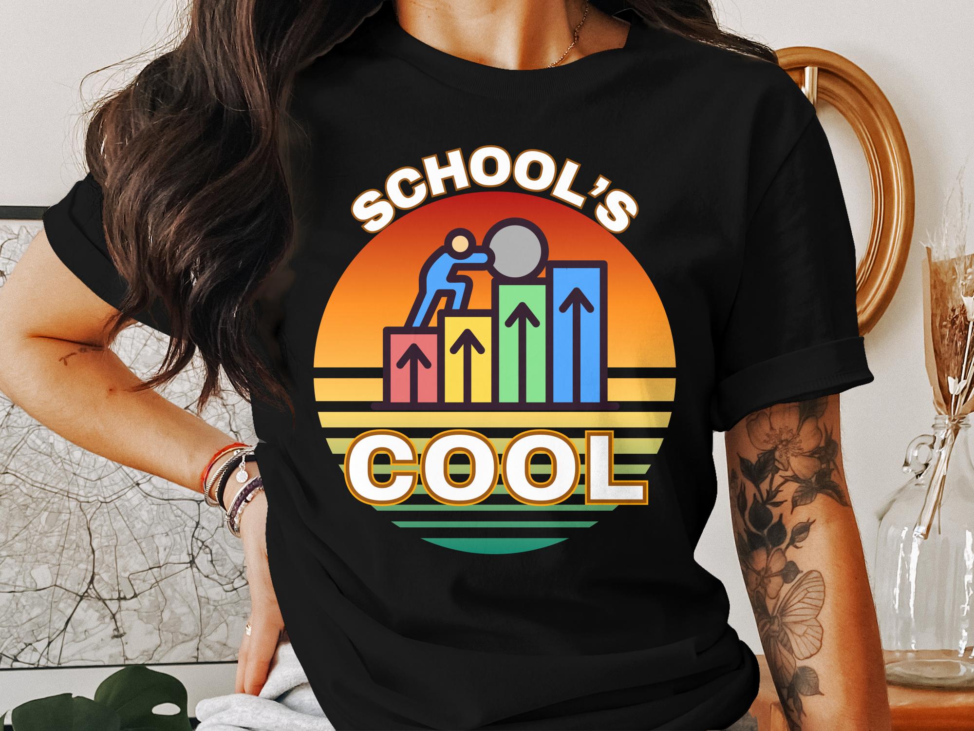 School's Cool Retro Style Graphic Tee, Unique School Theme Shirt, Fun Back to School T - Shirt, Trendy Casual Wear Tee for Students - Miramor