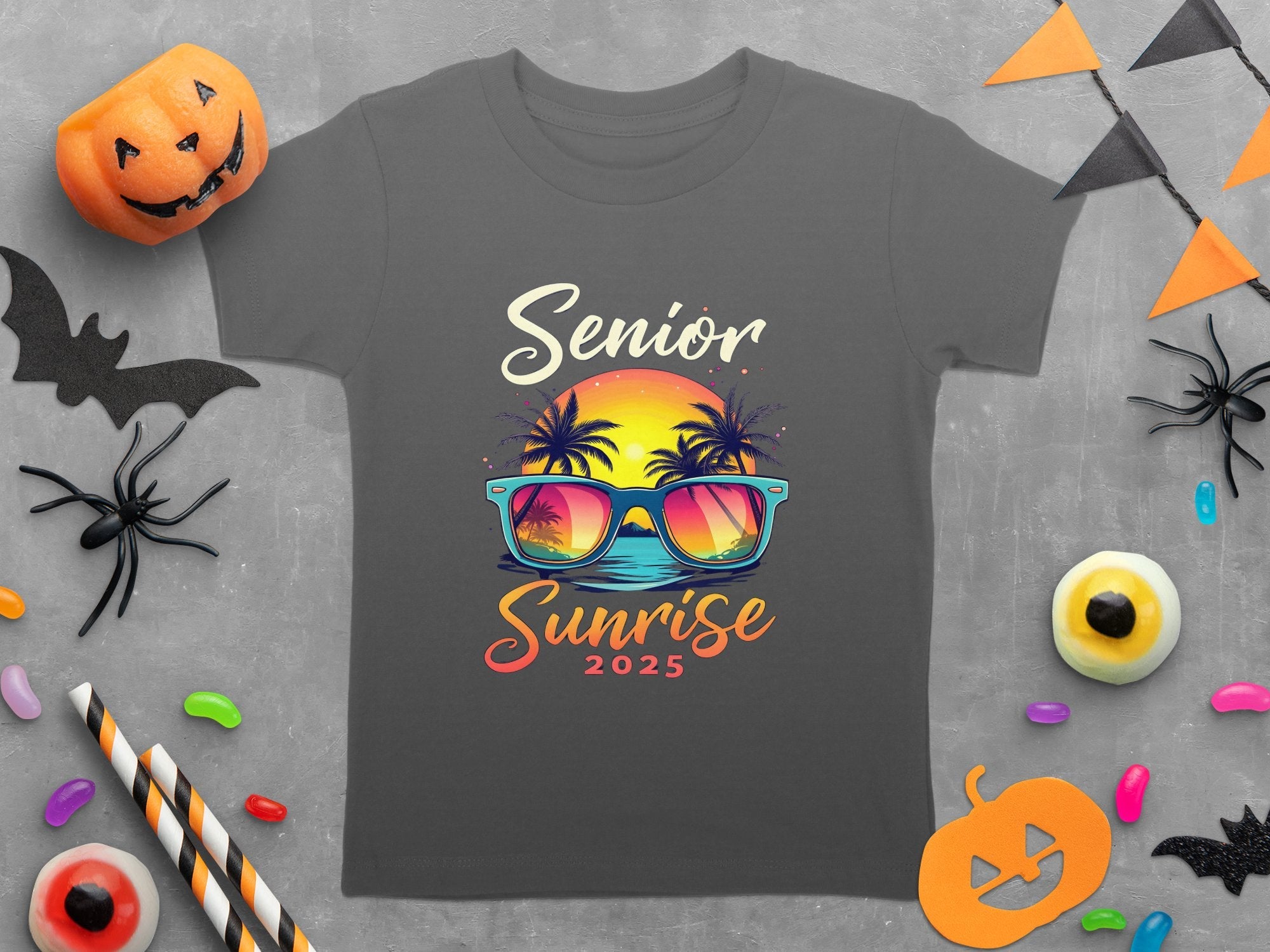 Senior Sunrise 2025 T - Shirt, Beach Sunset Graphic Tee, Class of 2025 T - Shirt, Vacation Vibes, Palm Trees, Sunglasses Shirt - Miramor