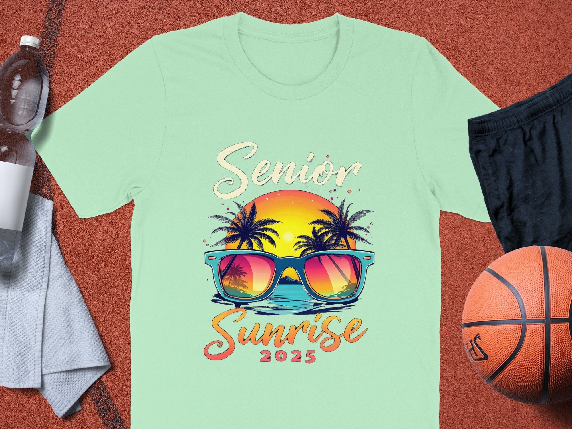 Senior Sunrise 2025 T - Shirt, Beach Sunset Graphic Tee, Class of 2025 T - Shirt, Vacation Vibes, Palm Trees, Sunglasses Shirt - Miramor