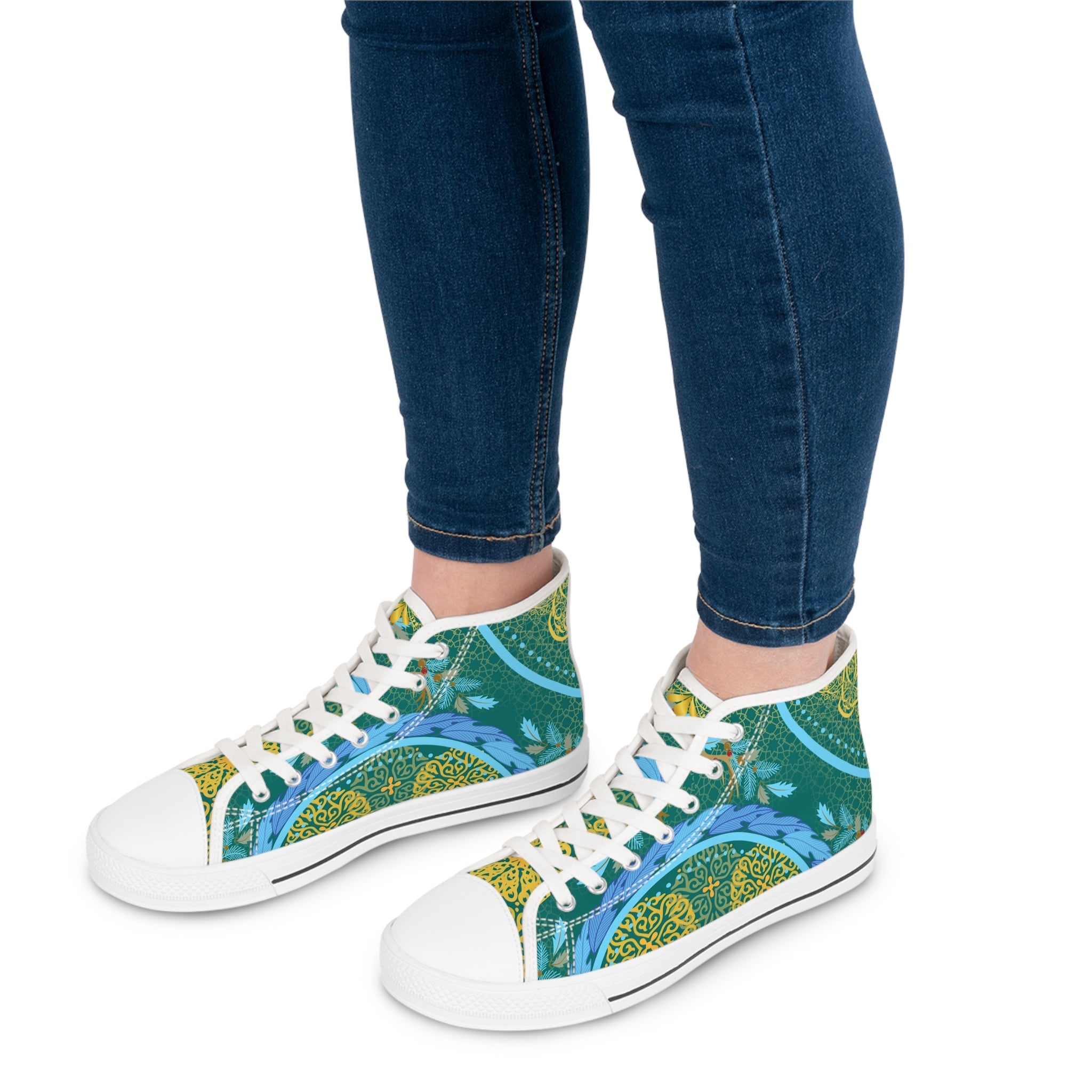 Sky Blue Greenish Women's High - Top Sneakers - Miramor