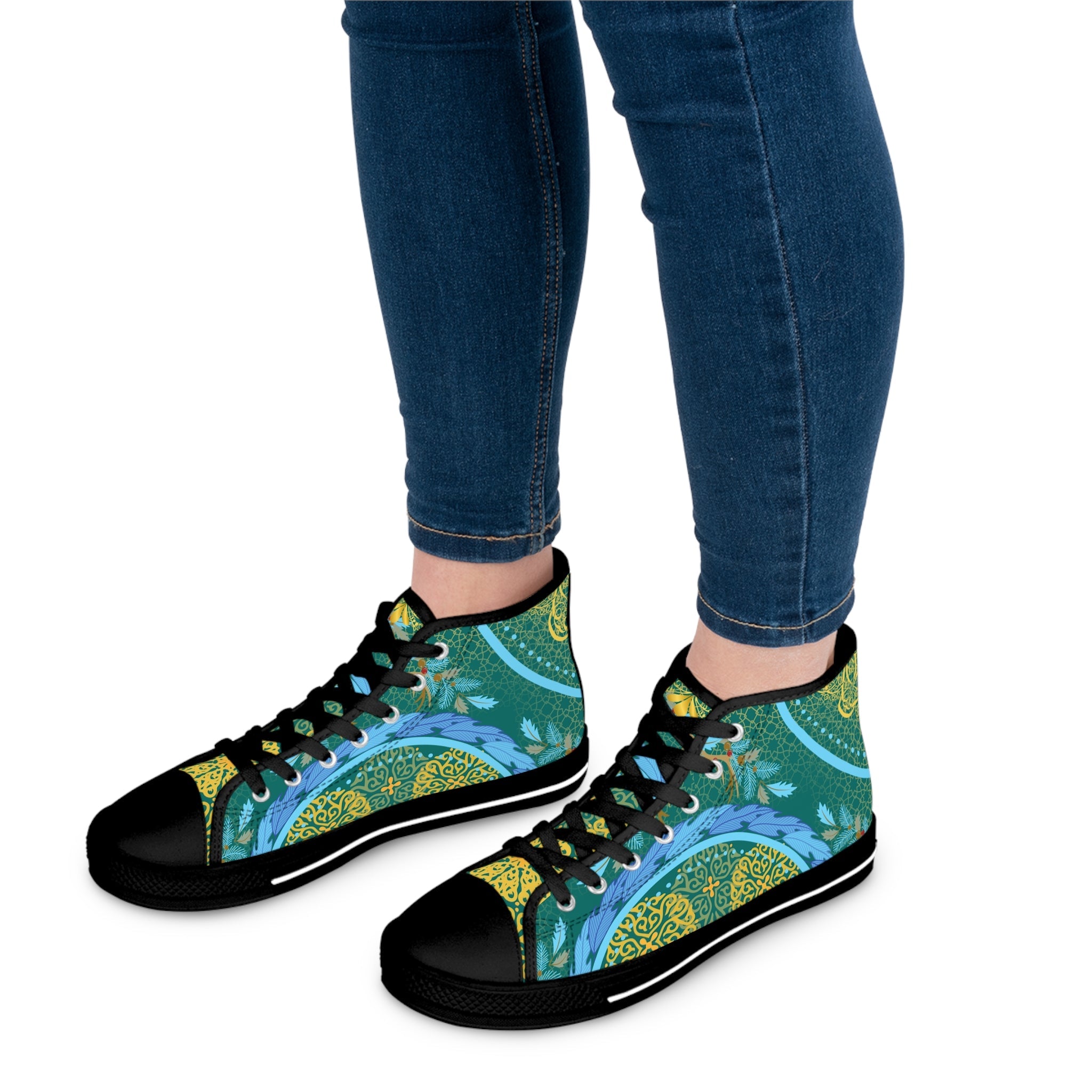 Sky Blue Greenish Women's High - Top Sneakers - Miramor