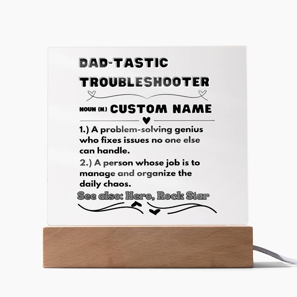 Square Acrylic Plaque, Dad-Tastic Troubleshooter, First Fathers Day, Dads Day Gift - Miramor