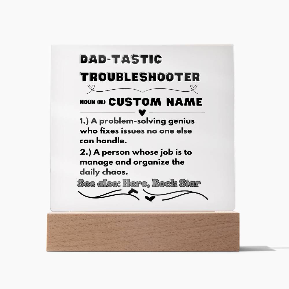 Square Acrylic Plaque, Dad-Tastic Troubleshooter, First Fathers Day, Dads Day Gift - Miramor