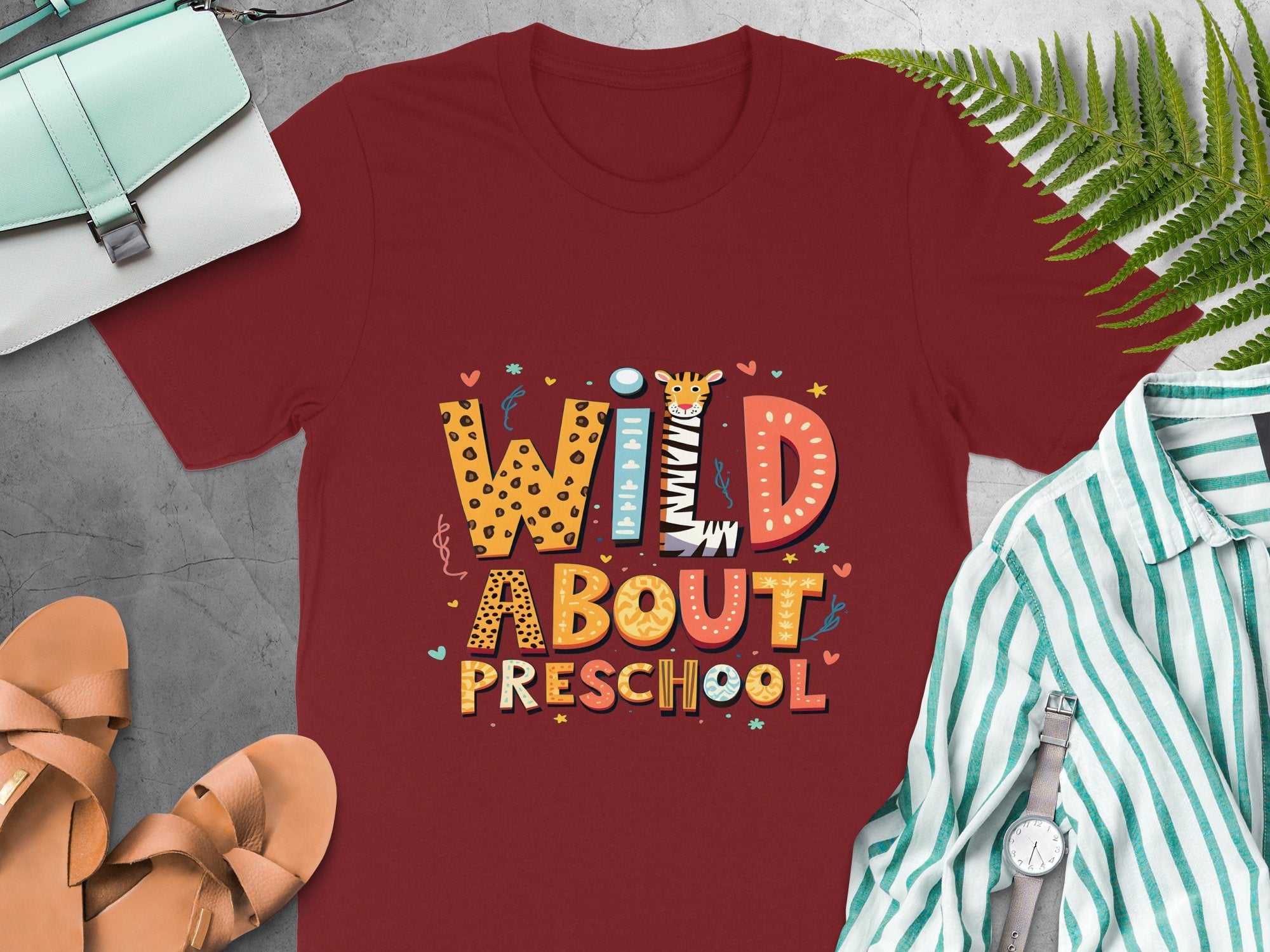 Wild About Preschool Cute Animal Cartoon T - Shirt, Fun Back to School Kids Shirt, Perfect Gift for Preschool Teachers - Miramor