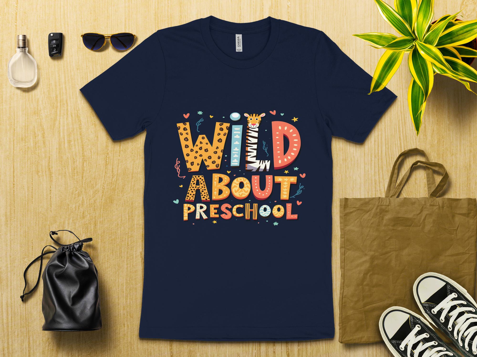 Wild About Preschool Cute Animal Cartoon T - Shirt, Fun Back to School Kids Shirt, Perfect Gift for Preschool Teachers - Miramor