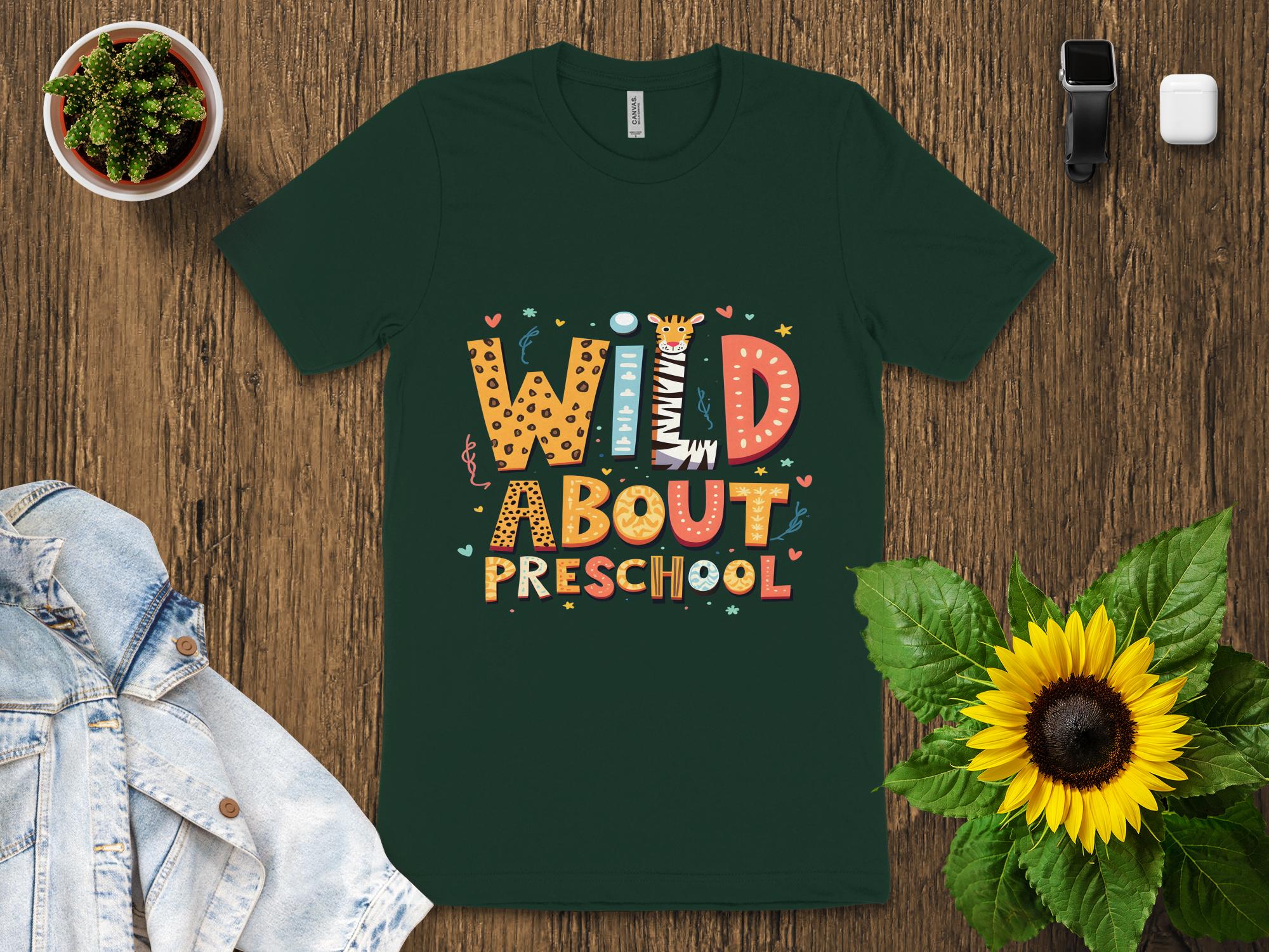 Wild About Preschool Cute Animal Cartoon T - Shirt, Fun Back to School Kids Shirt, Perfect Gift for Preschool Teachers - Miramor