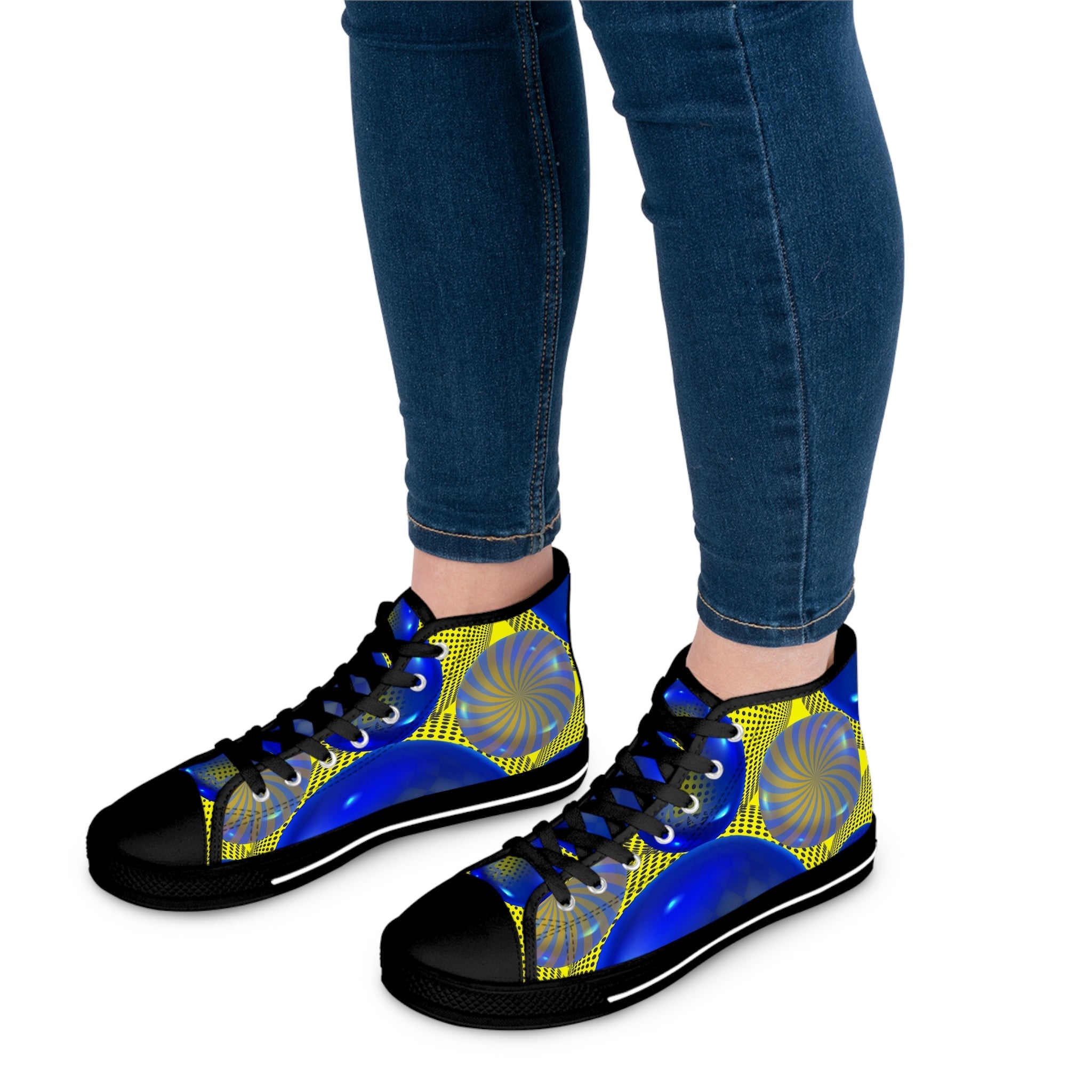 Yellow And Blue Women's High - Top Sneakers - Miramor