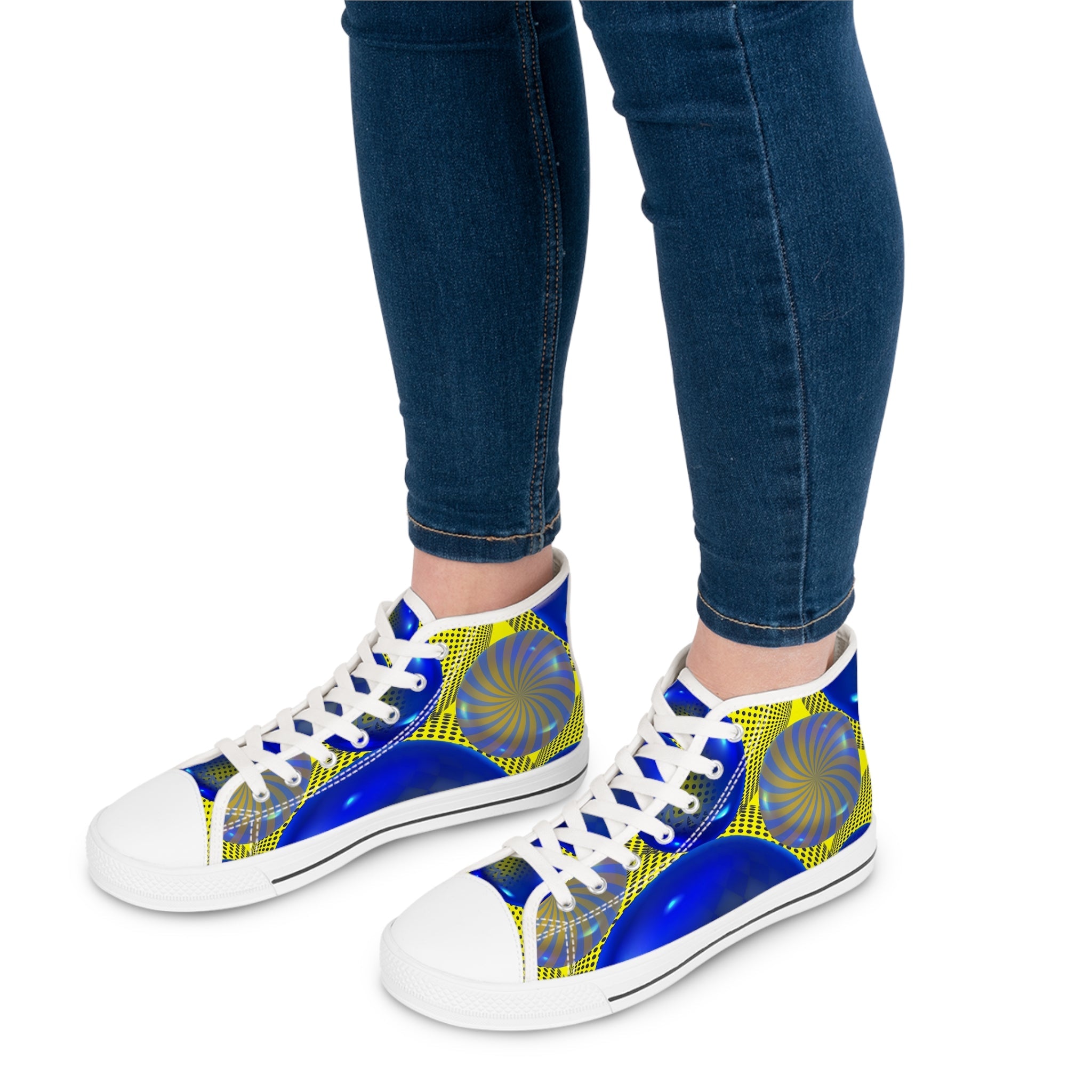 Yellow And Blue Women's High - Top Sneakers - Miramor